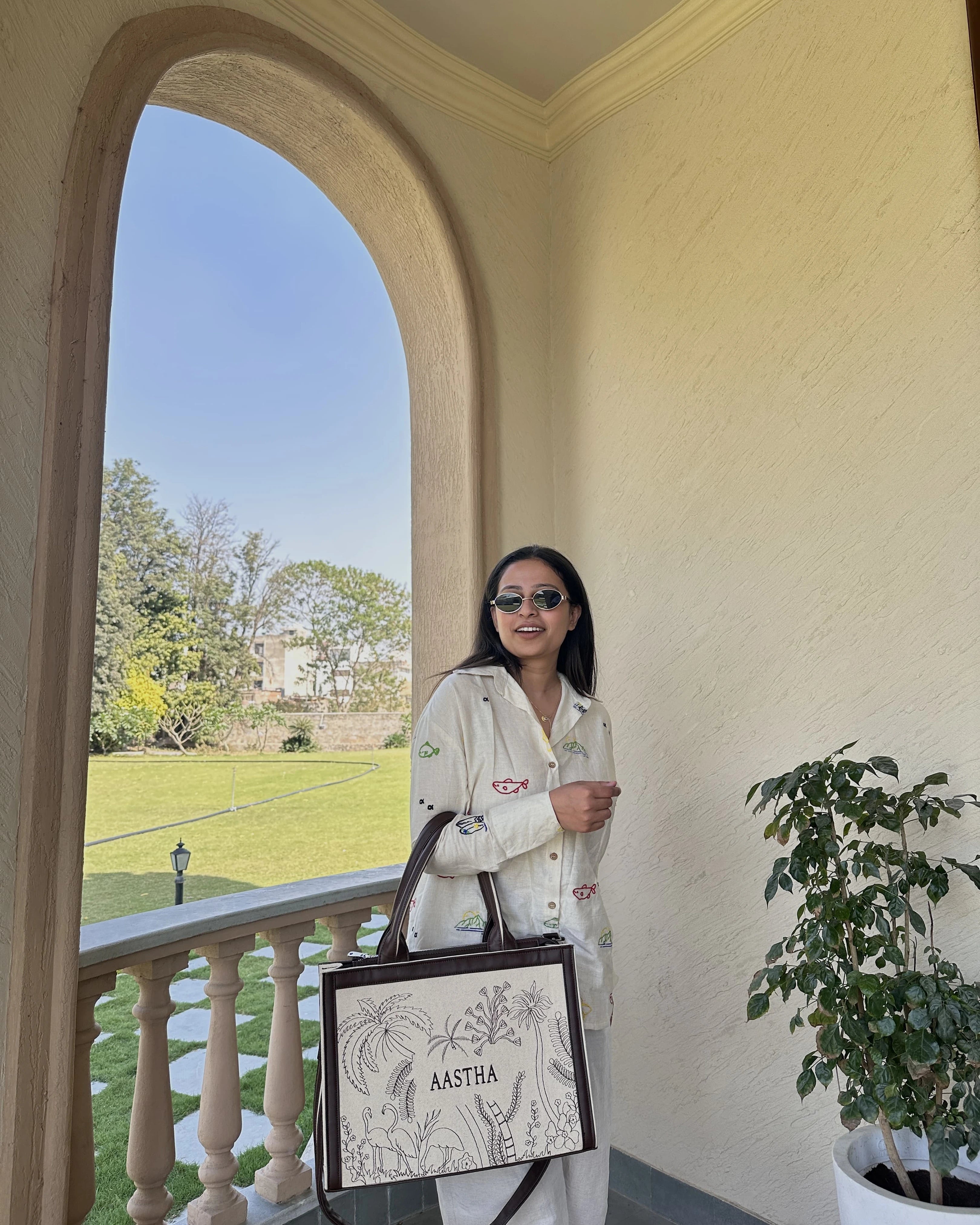 Eco-Chic Tropical Embroidered Tote