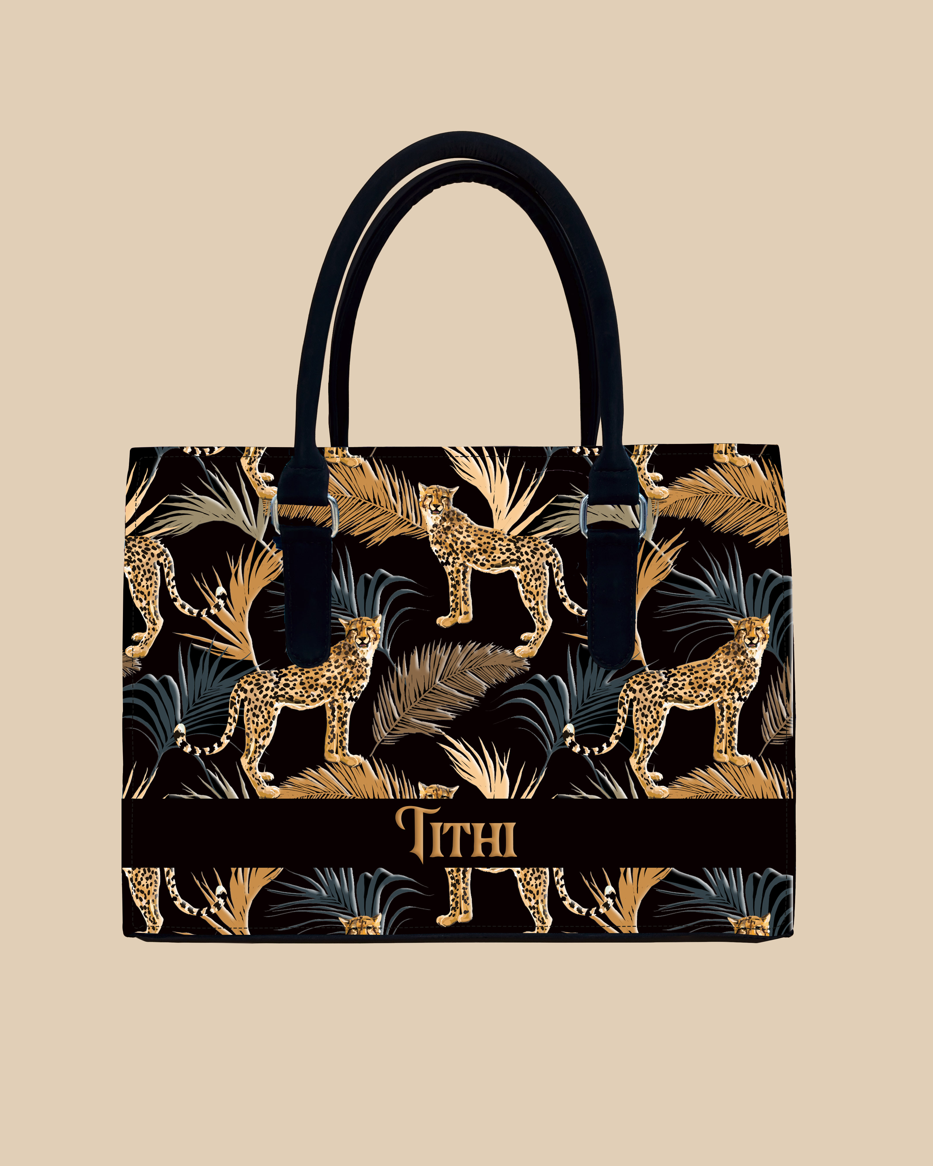 Marine Pattern Background And Leopard Palms Designer Sling Tote