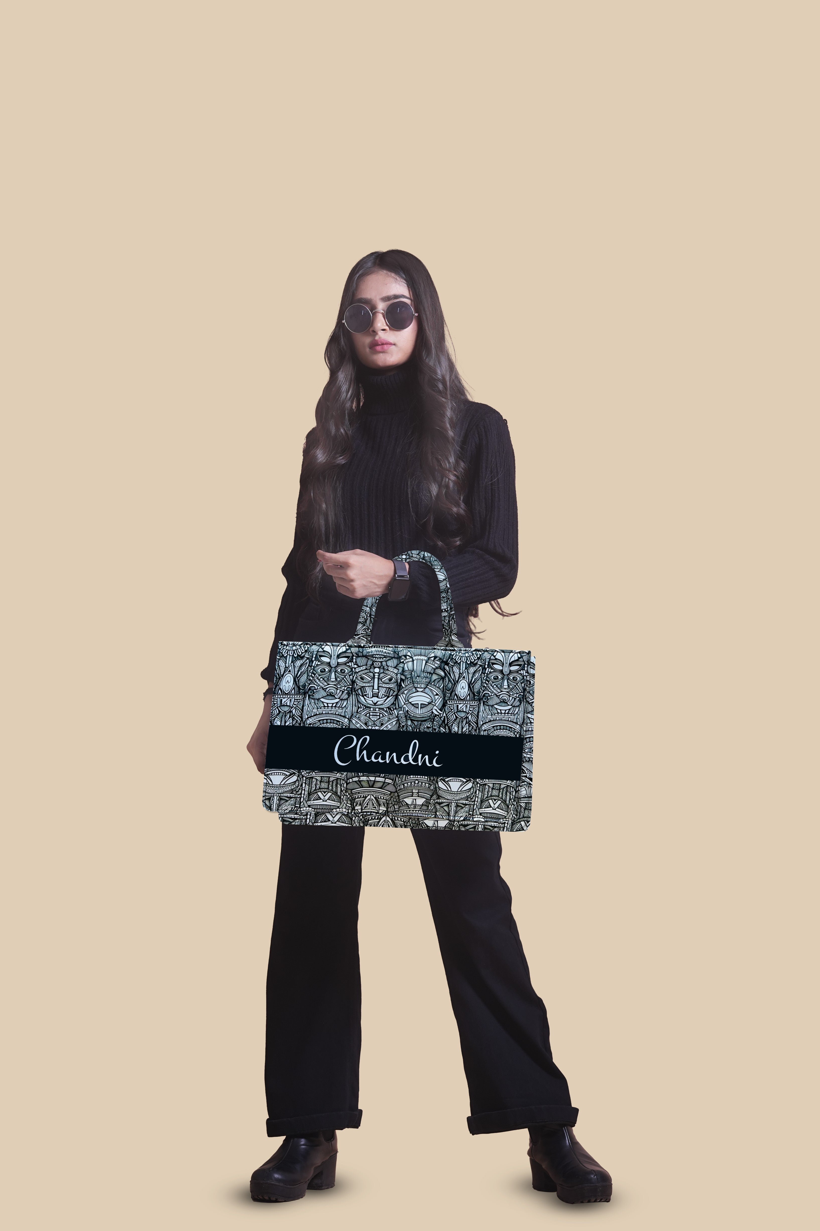 Customized Tote Bag Designed with African Ethnic Tribal Mask