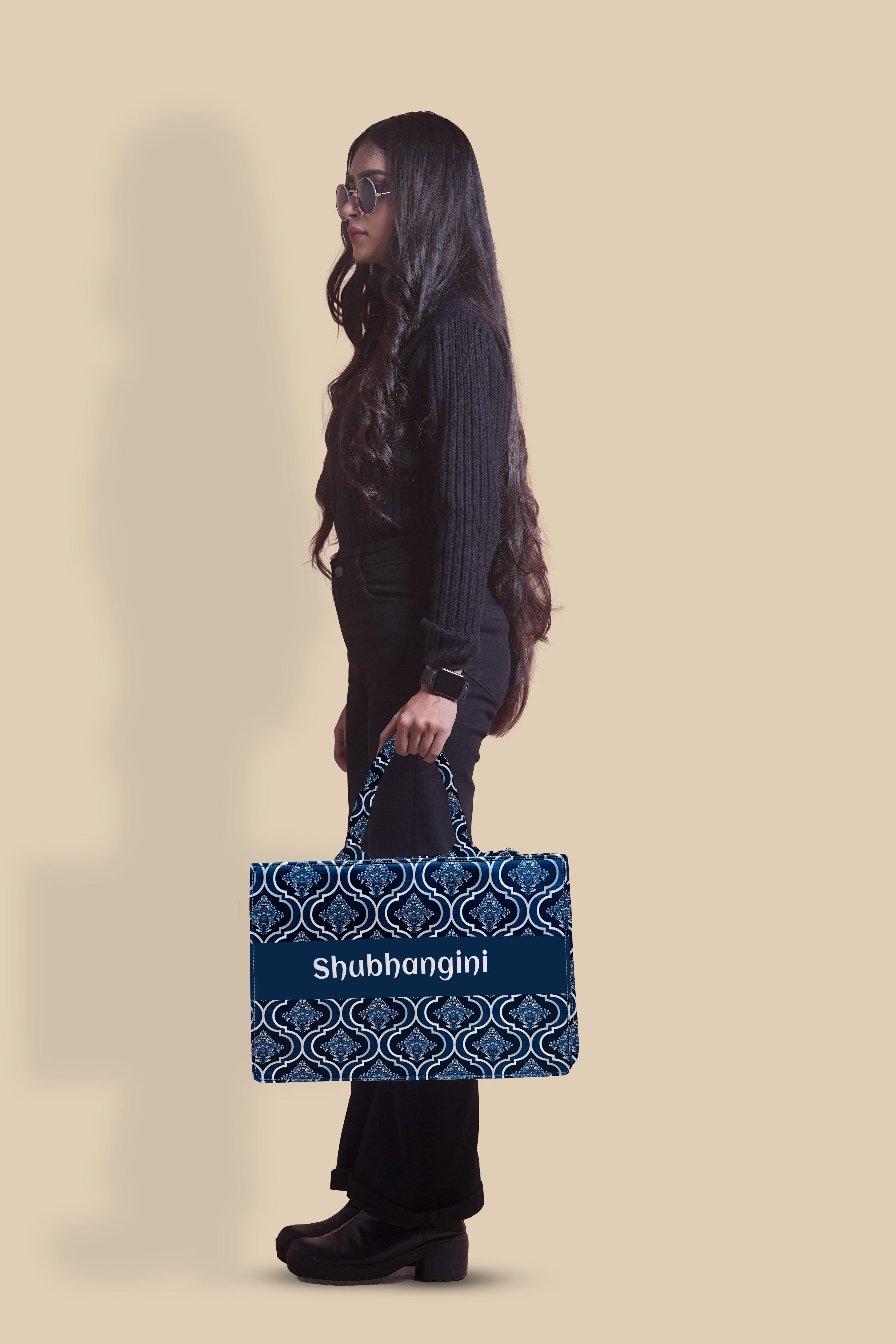 Customized Tote Bag Designed With Traditional Flower Brunch Style