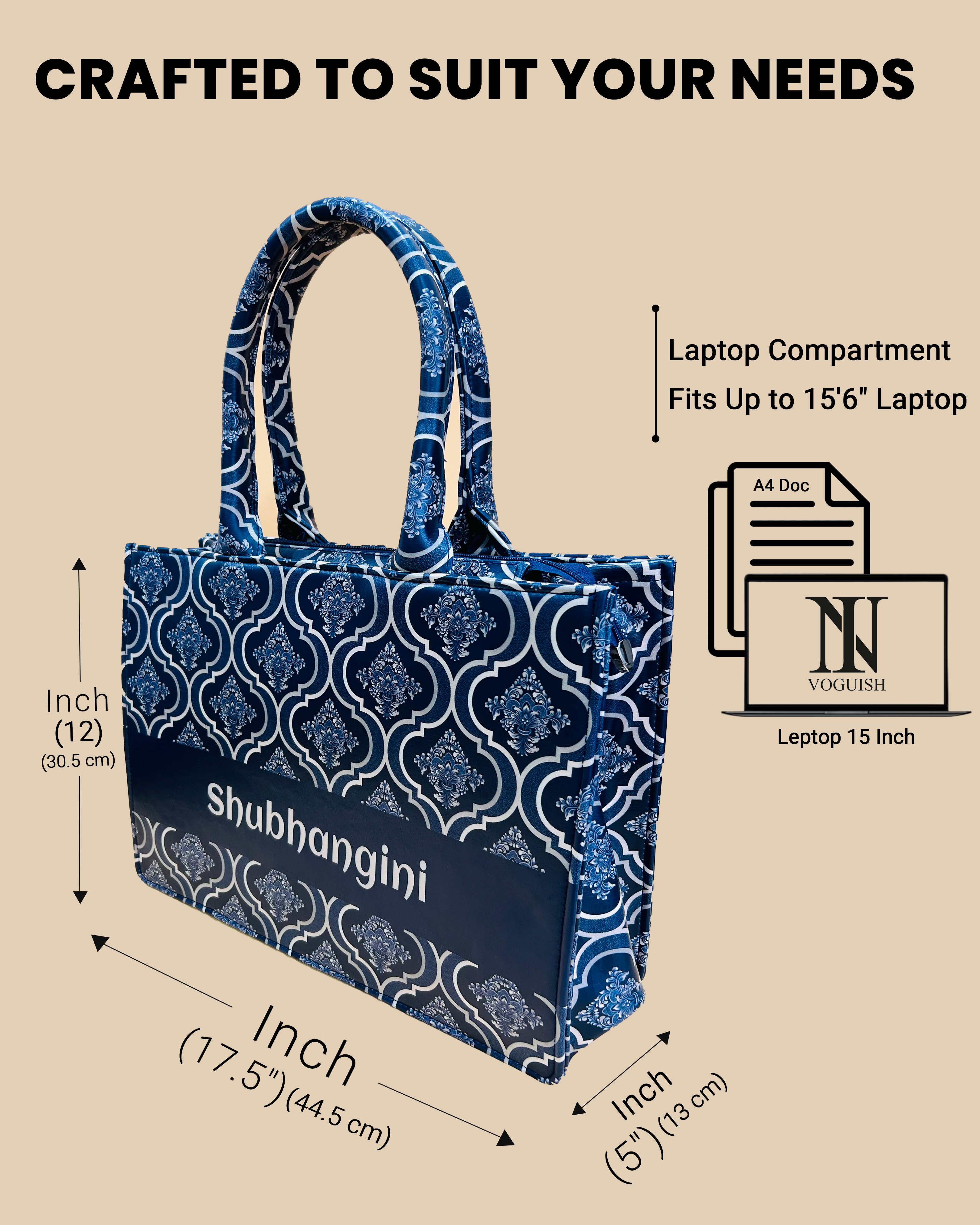 Customized Tote Bag Designed With Traditional Flower Brunch Style