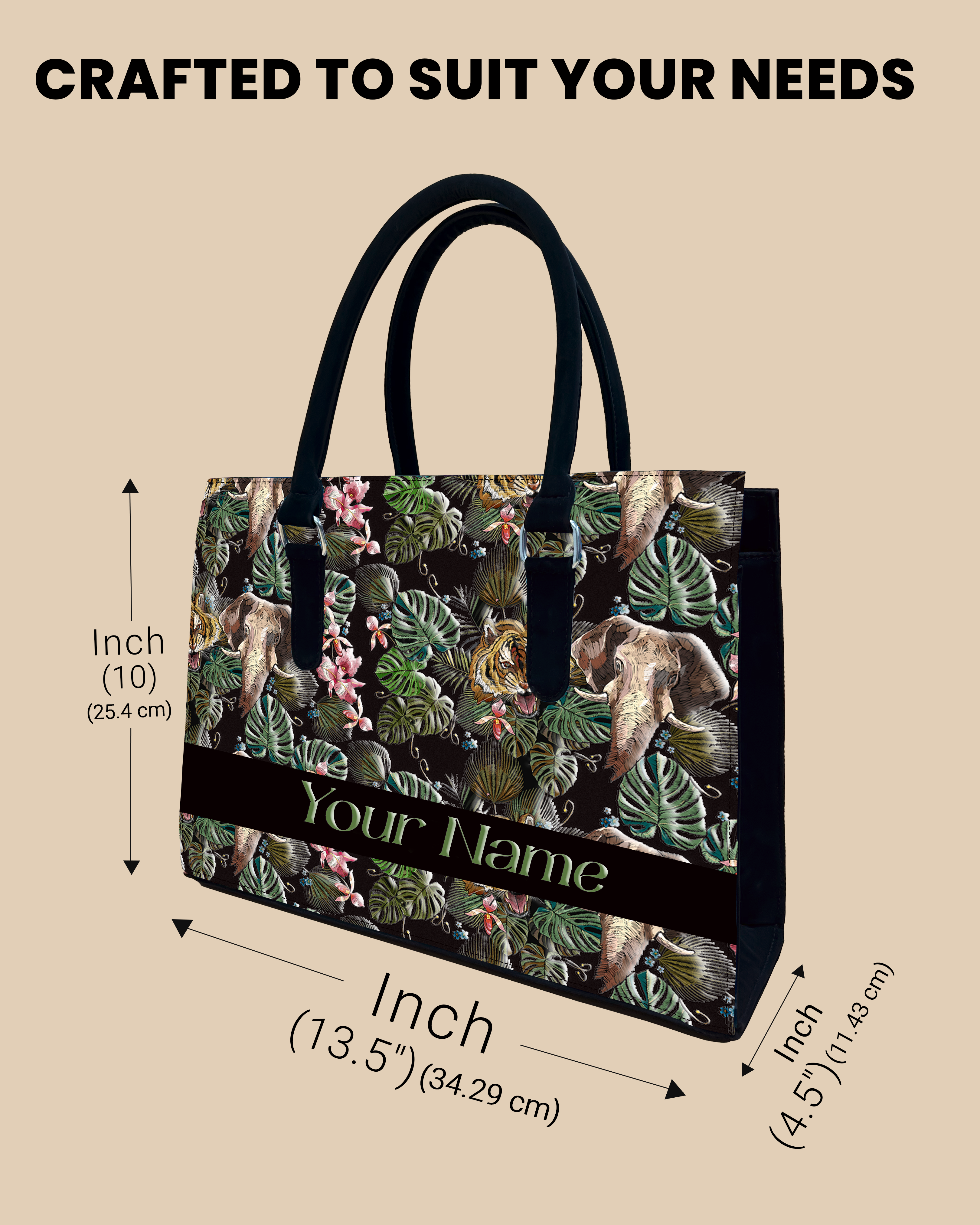 Palm Leaves, Tiger And Elephant Designer Sling Tote