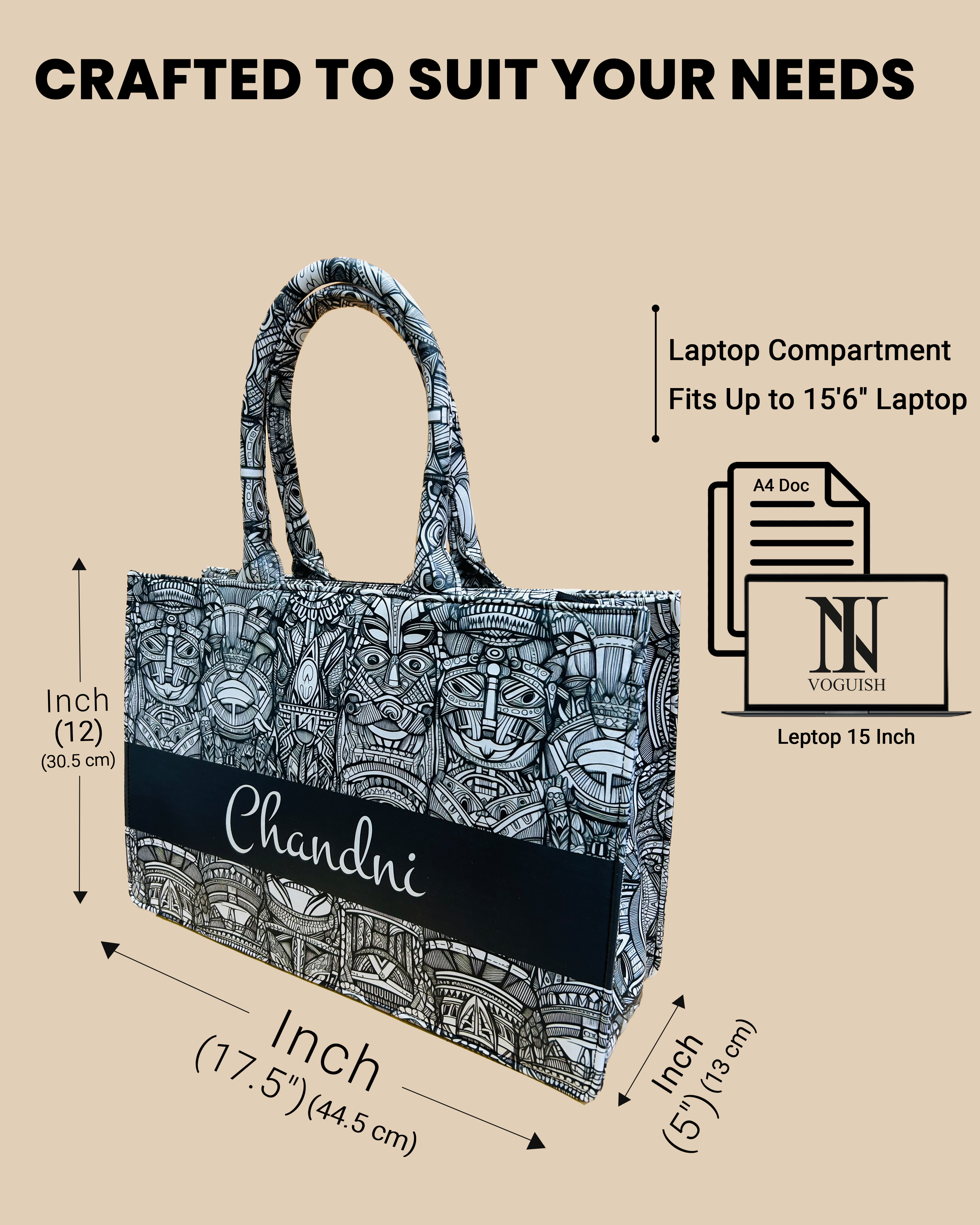 Customized Tote Bag Designed with African Ethnic Tribal Mask