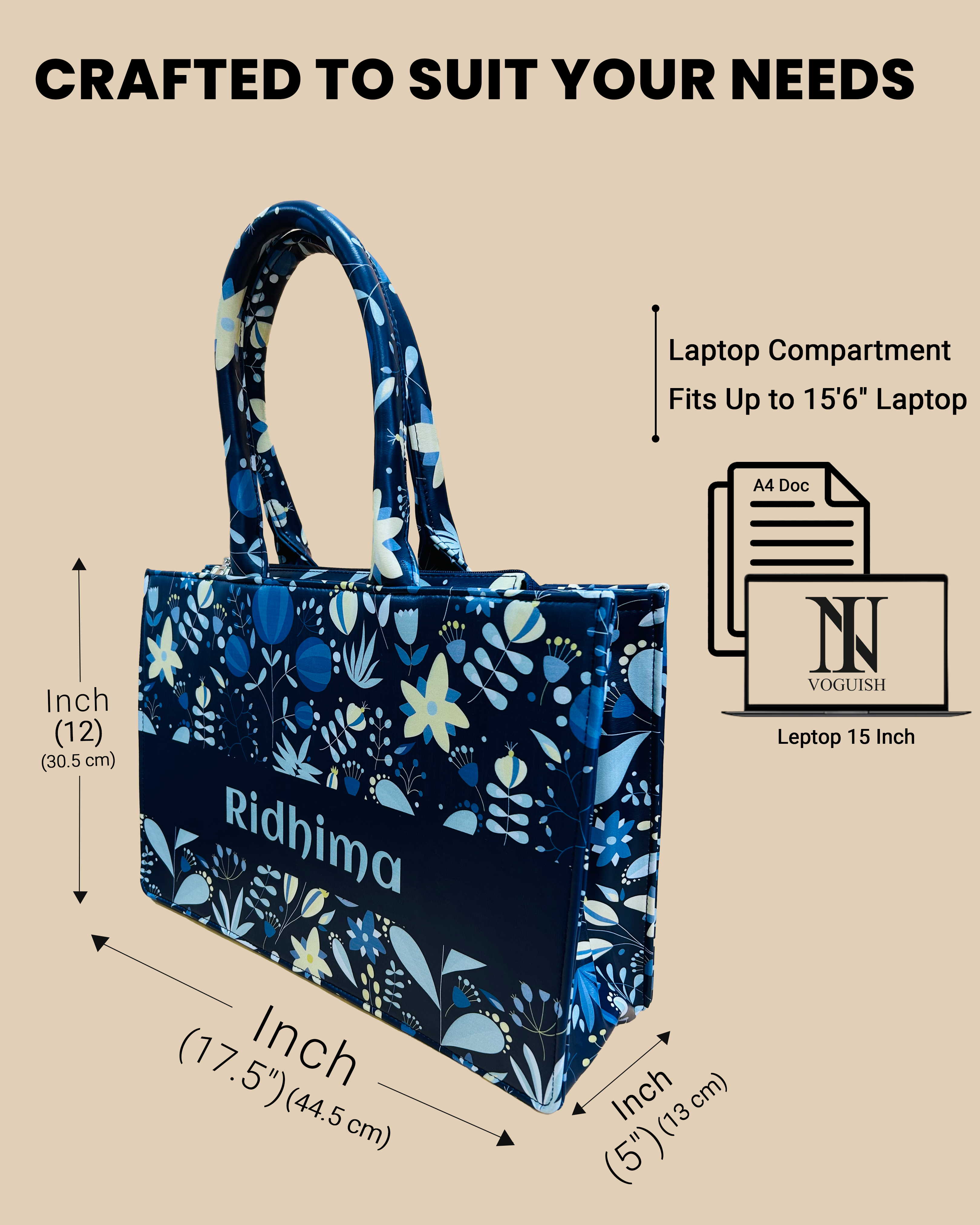 Customized Tote Bag Designed with Summer Flowers, Wild Flowering Plants And Berries