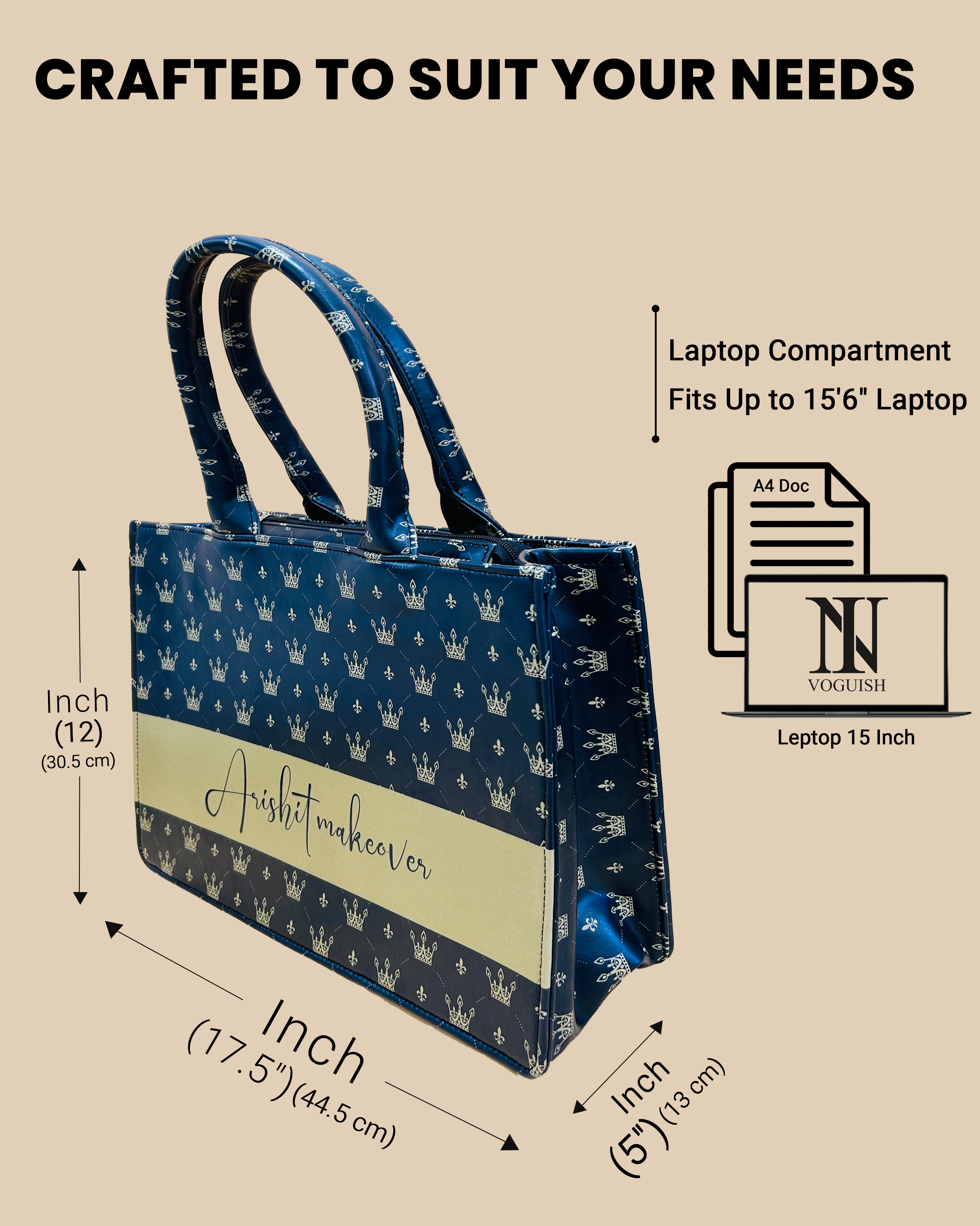 Customized Tote Bag Designed with Baby Prince Crown