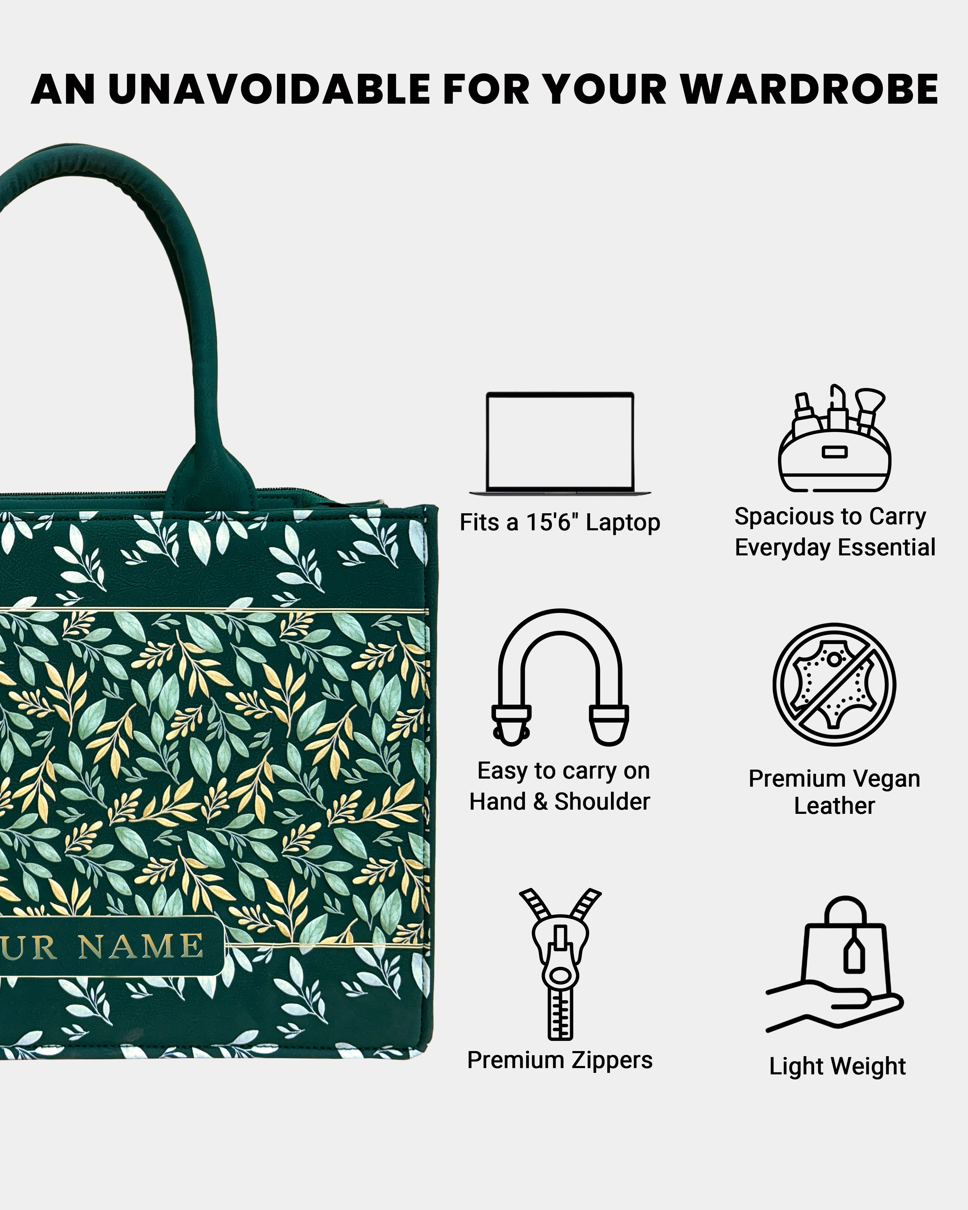 Leaf Lush Designer Embossed Customized Bag