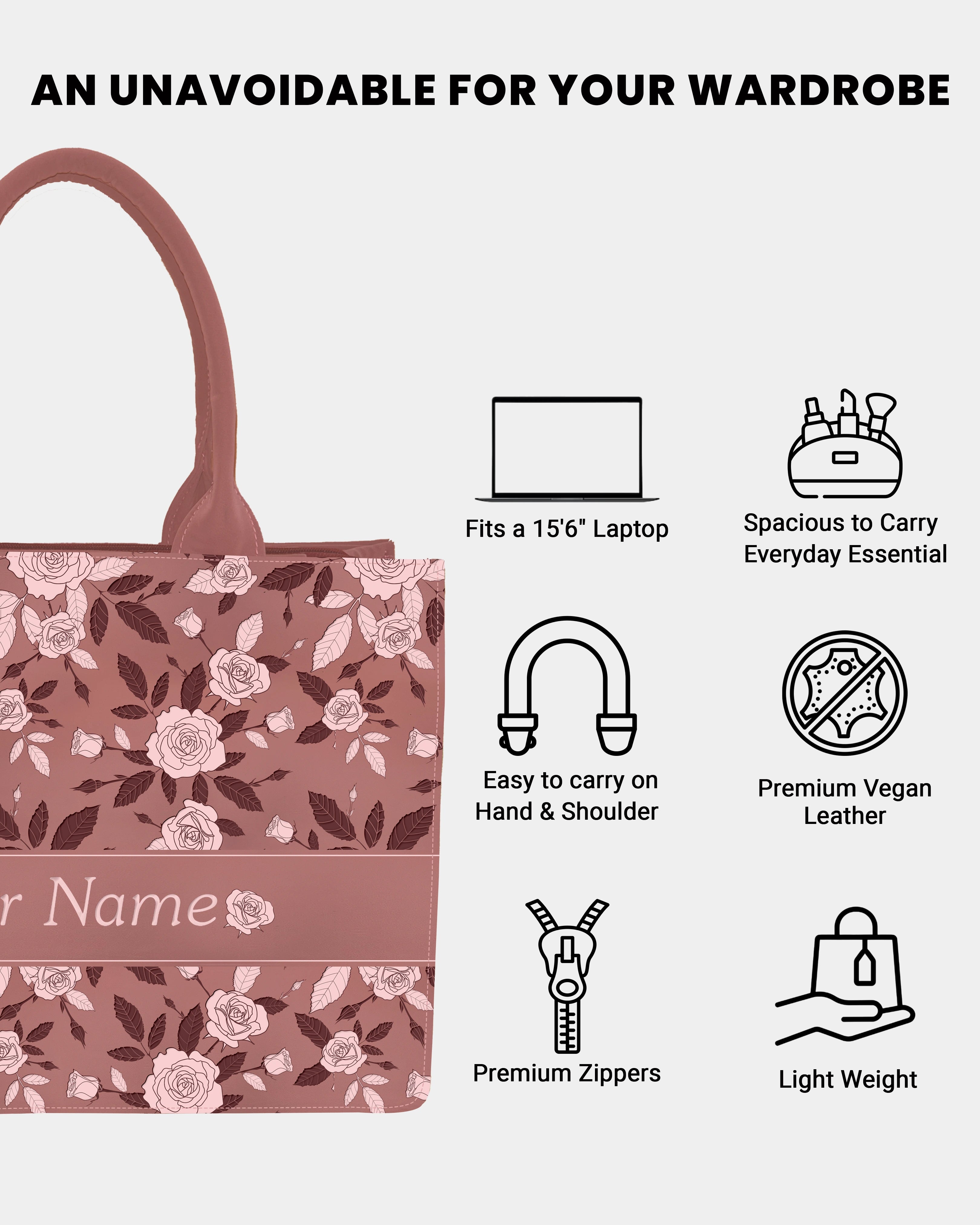 Dusky Rose Floral Designer Customized Tote Bag