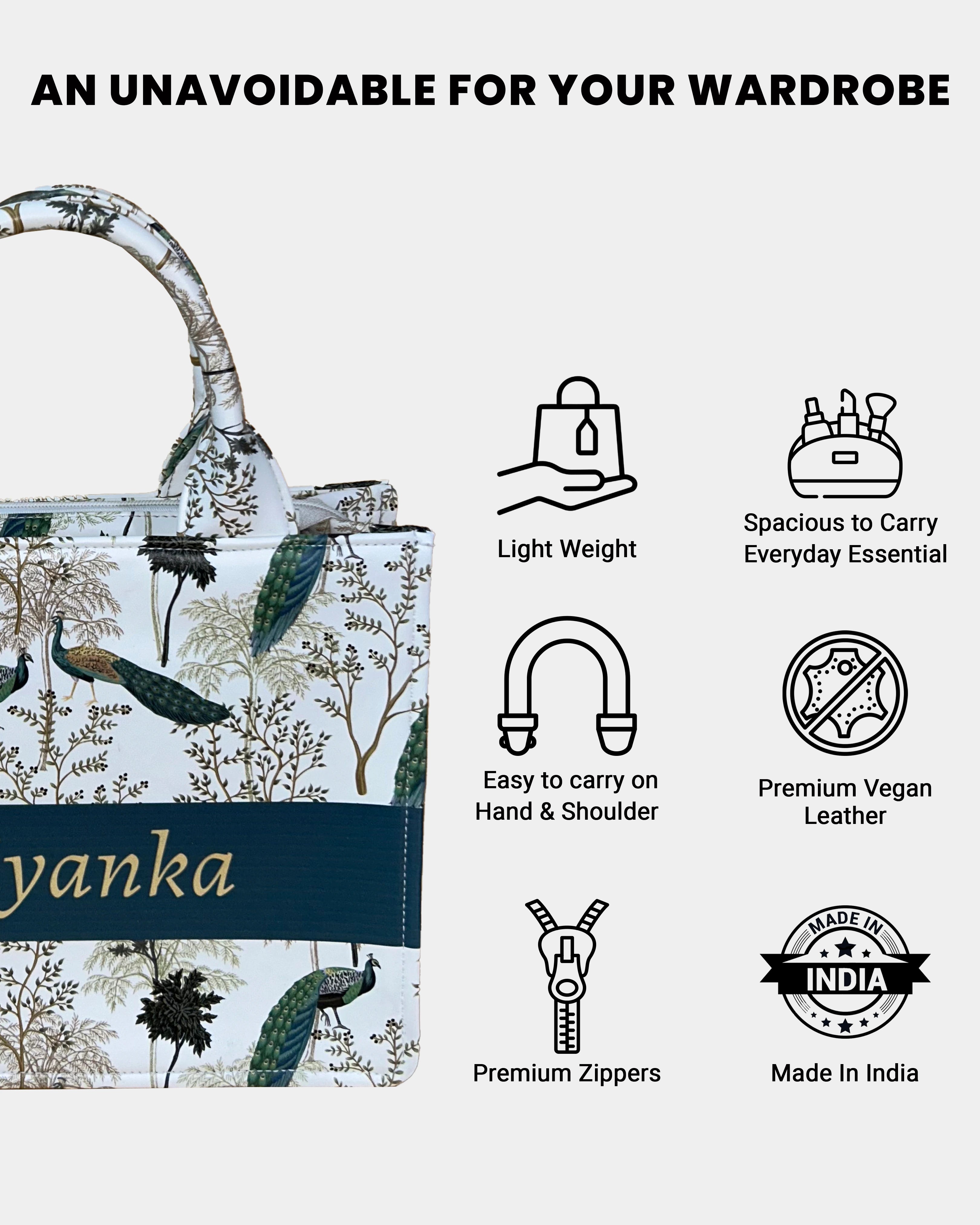 Customized Small Tote Bag Designed With Elegant Peacock And Summer Tree