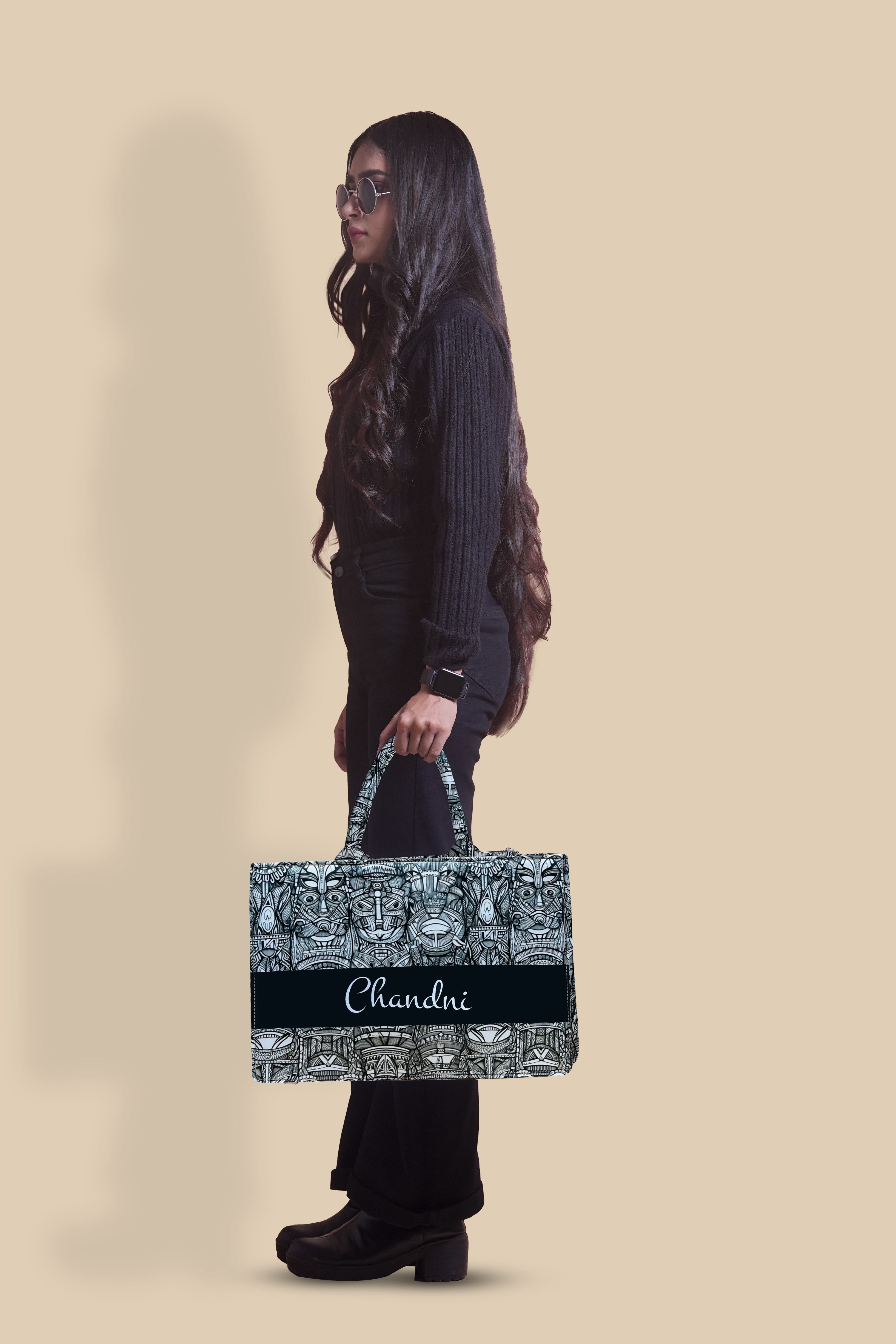 Customized Tote Bag Designed with African Ethnic Tribal Mask