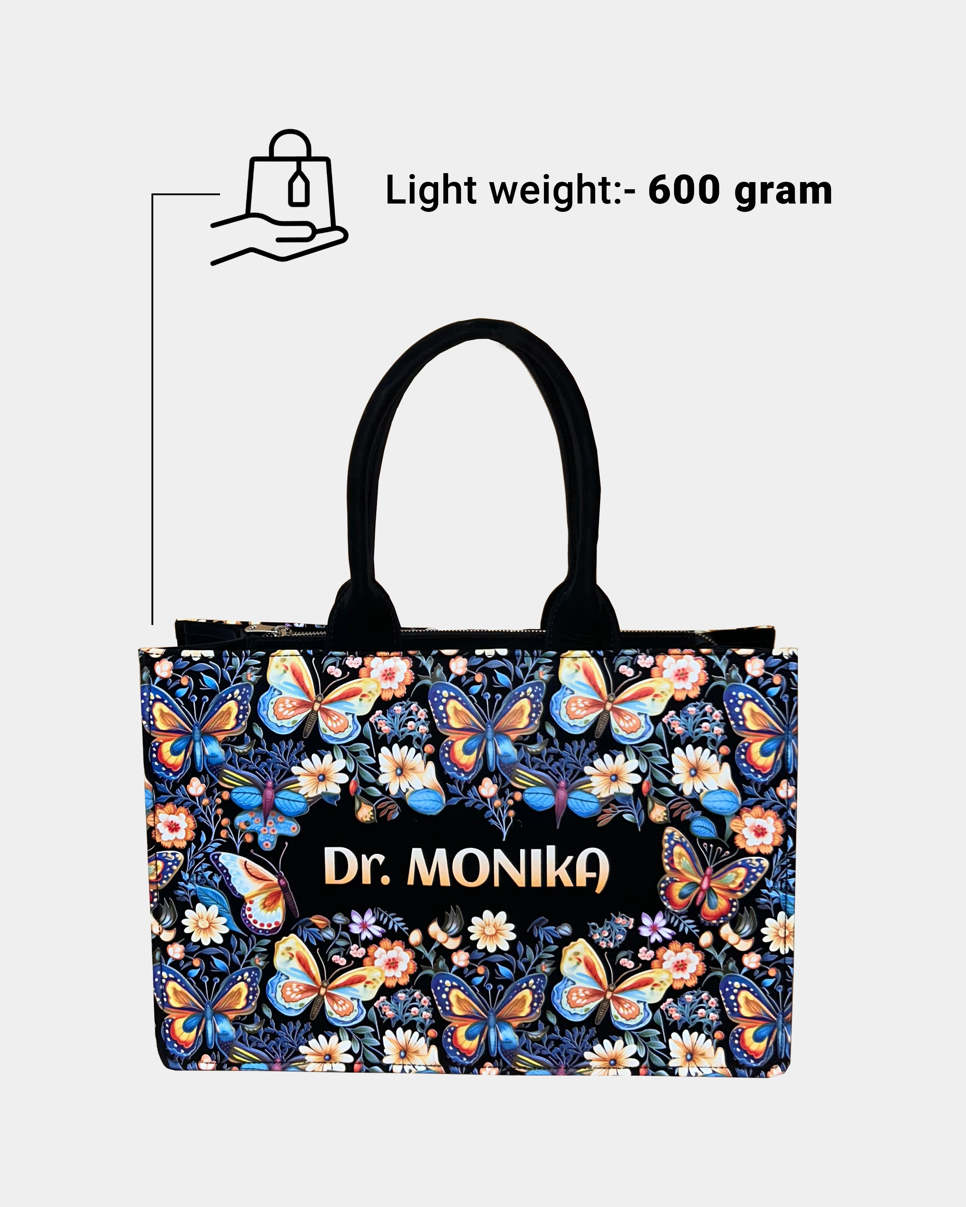 Customized Tote Bag Designed With Blossom Colourfull Butterflies