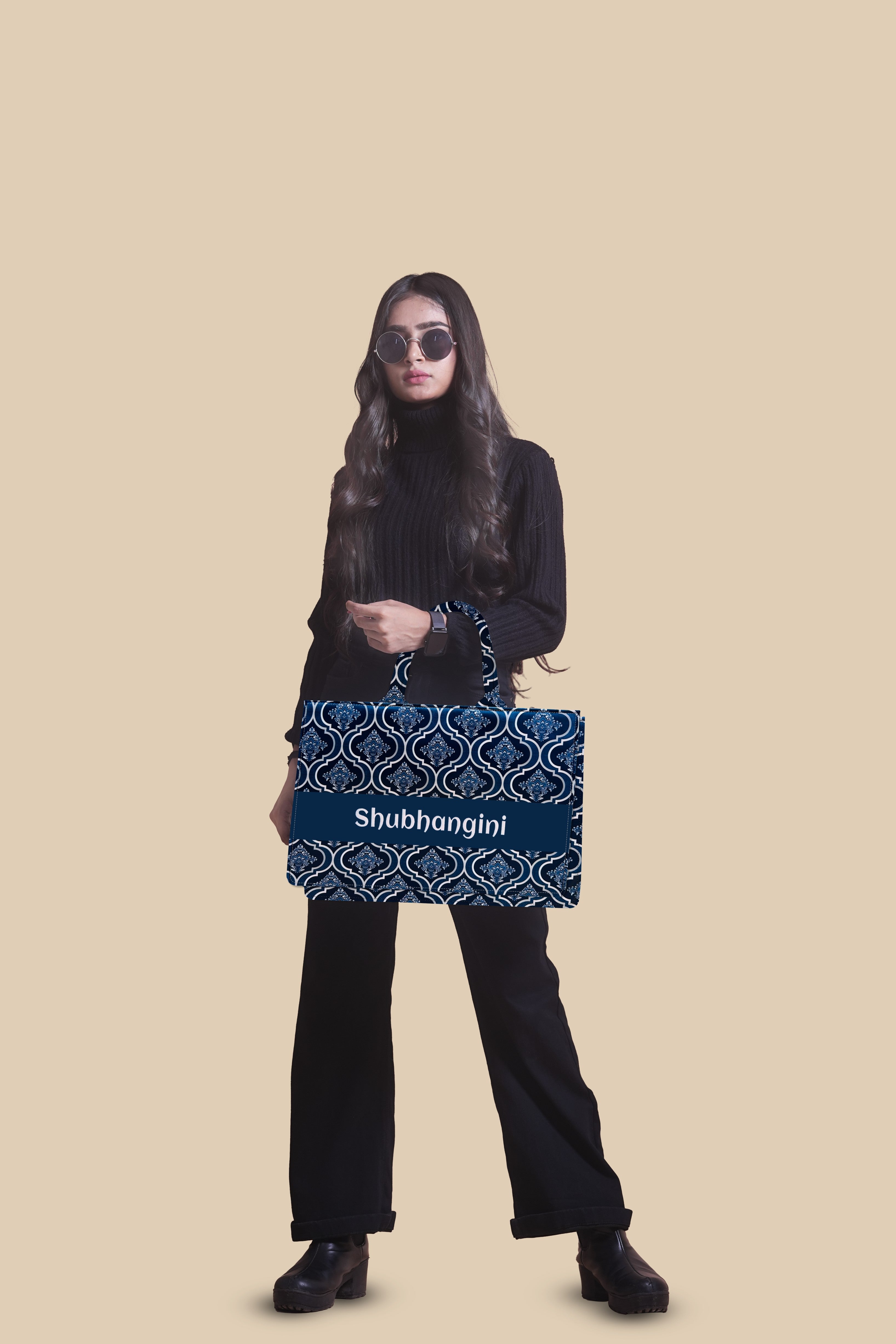 Customized Tote Bag Designed With Traditional Flower Brunch Style