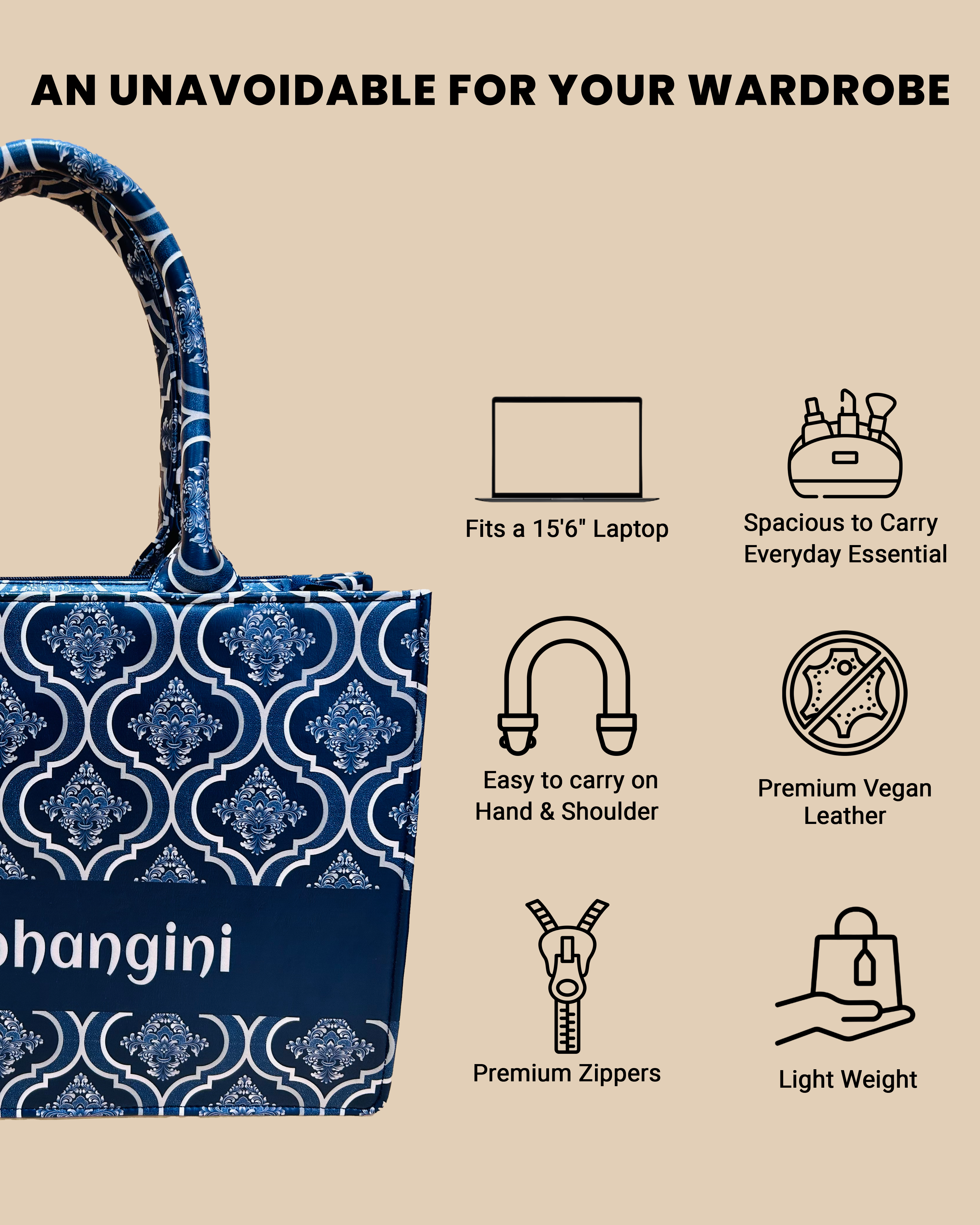 Customized Tote Bag Designed With Traditional Flower Brunch Style