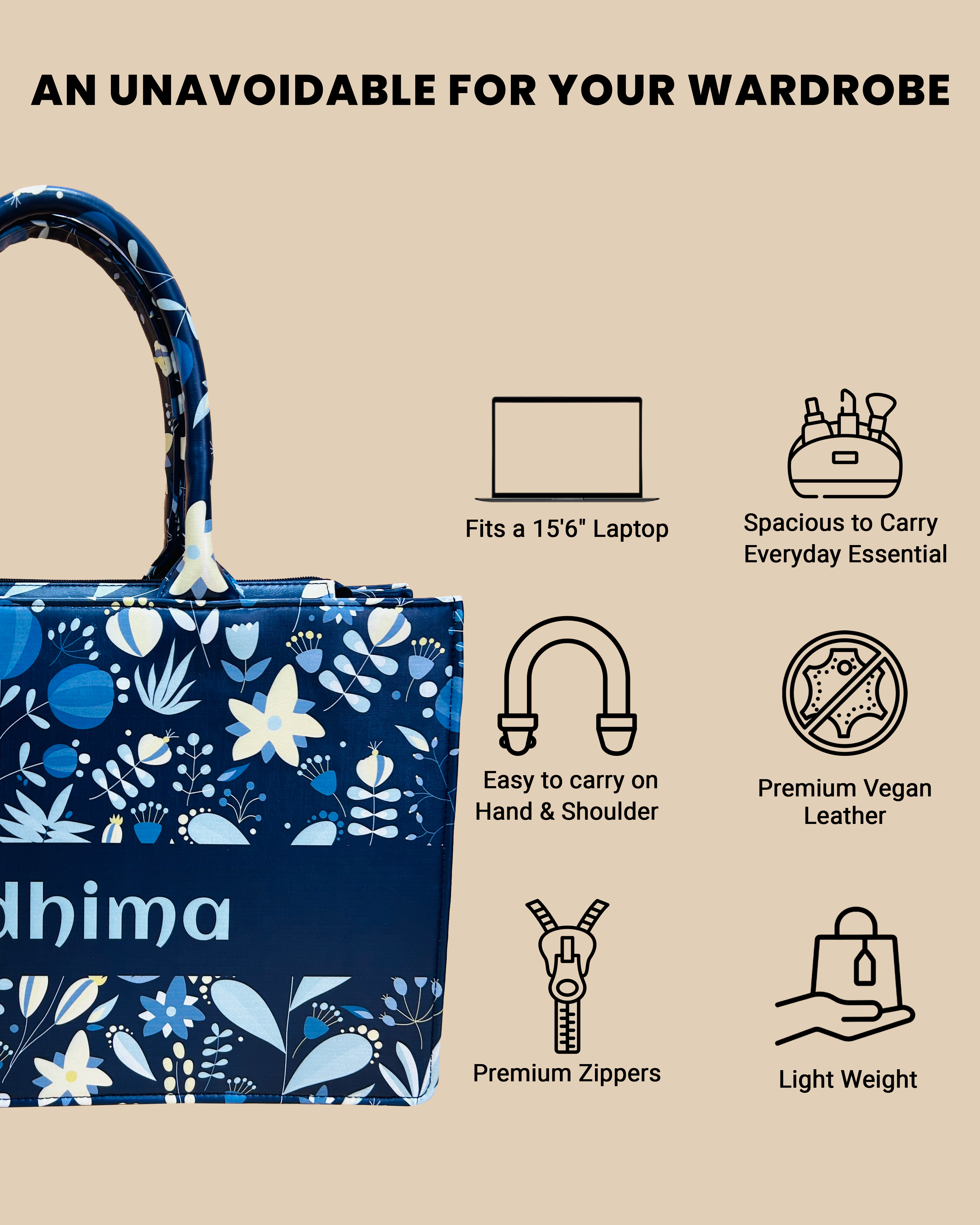 Customized Tote Bag Designed with Summer Flowers, Wild Flowering Plants And Berries