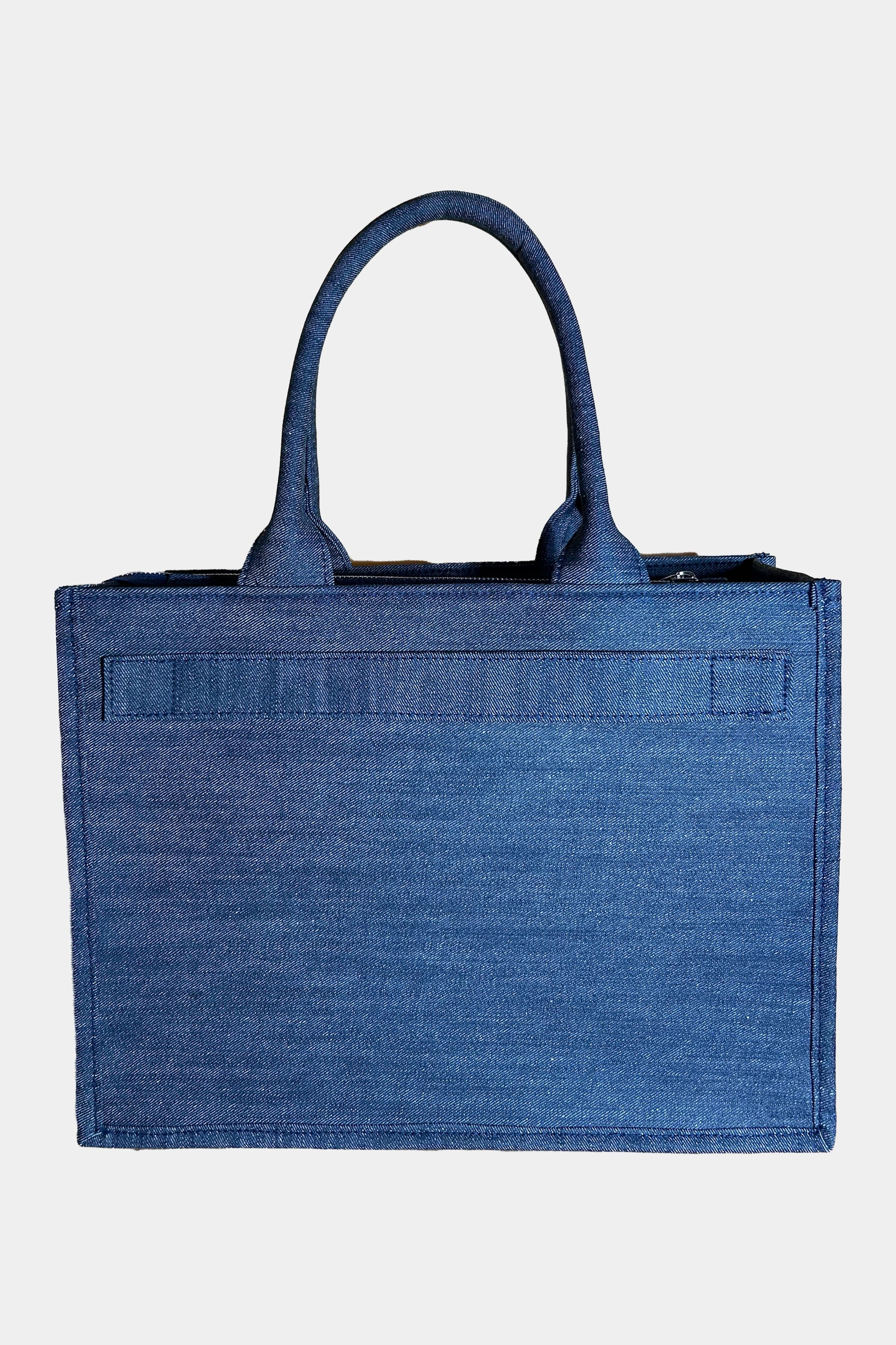 Blue Denim Royal Thread Embroidered Tote