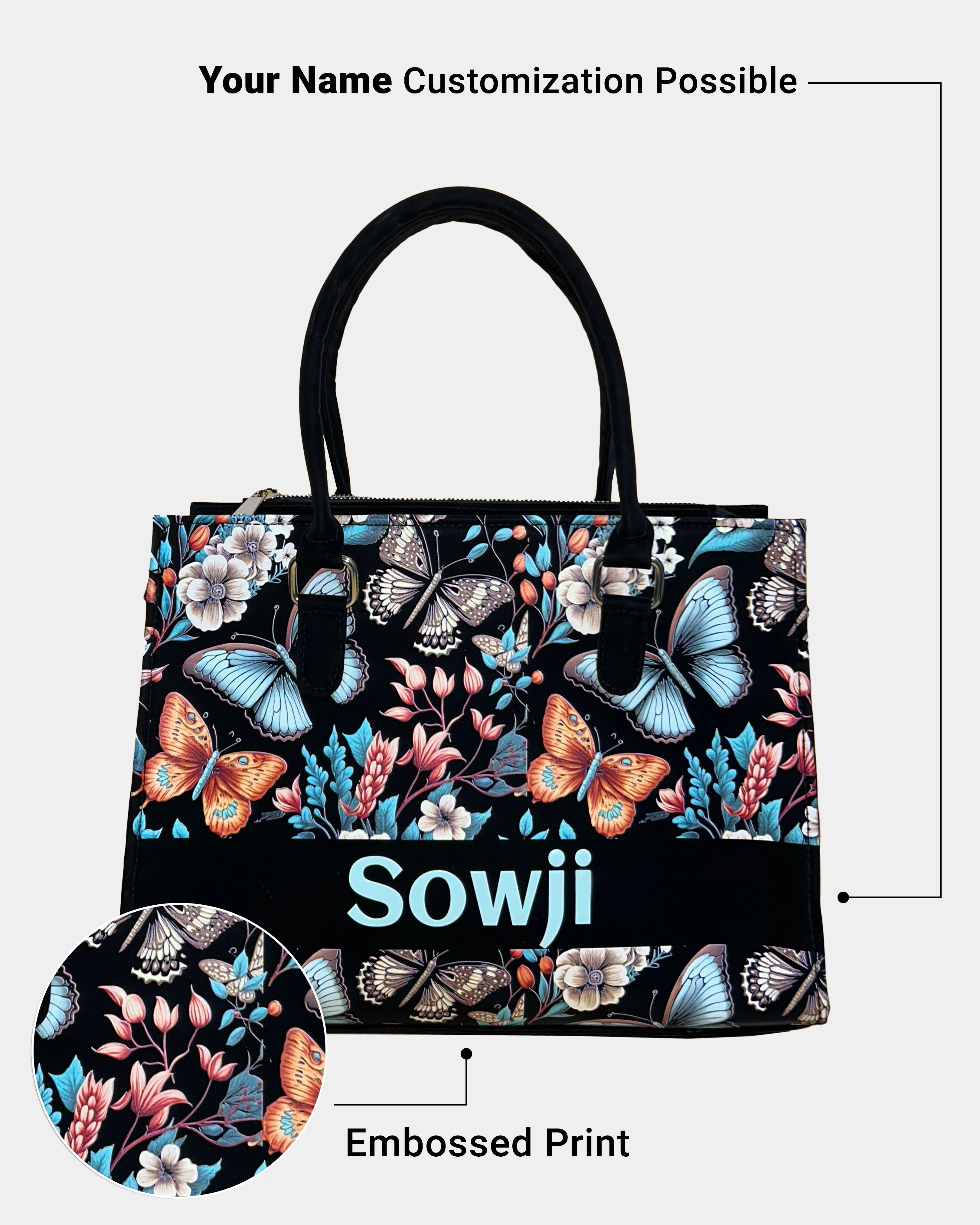 Beautiful Boho Butterflies With Flowers Designer Sling Tote