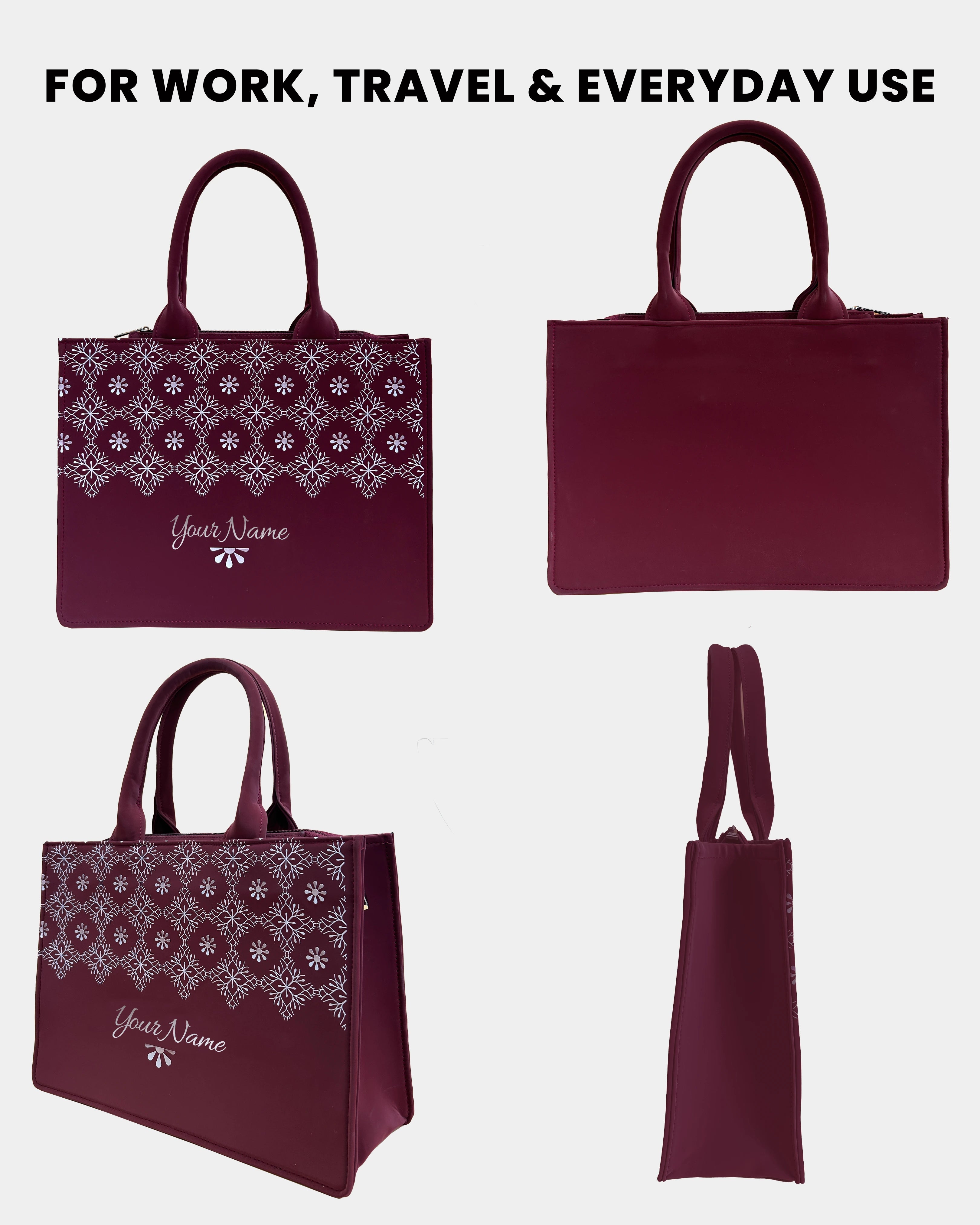 Cultural Wine Elegance Embossed Customized Tote Bag