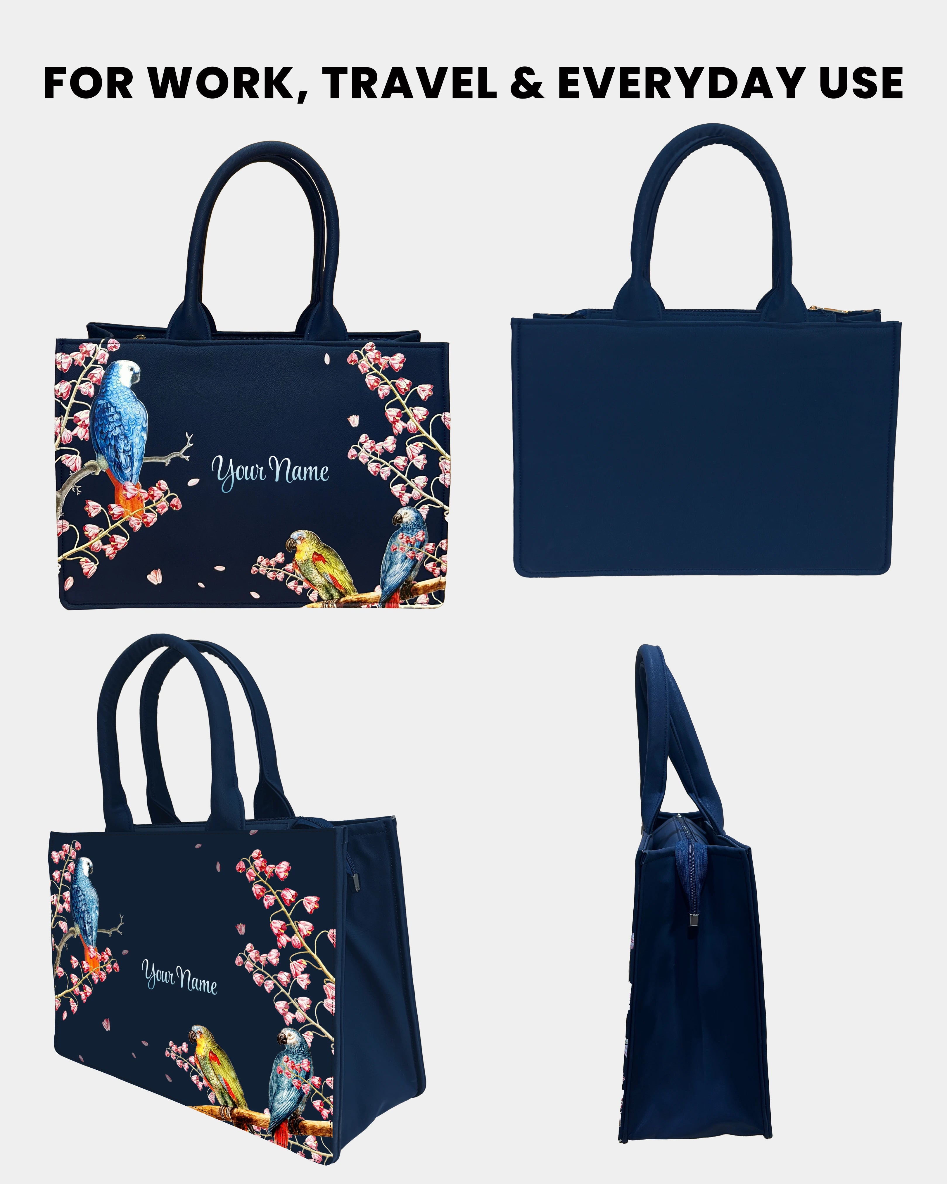 colorful parrot Embossed Customized Tote Bag