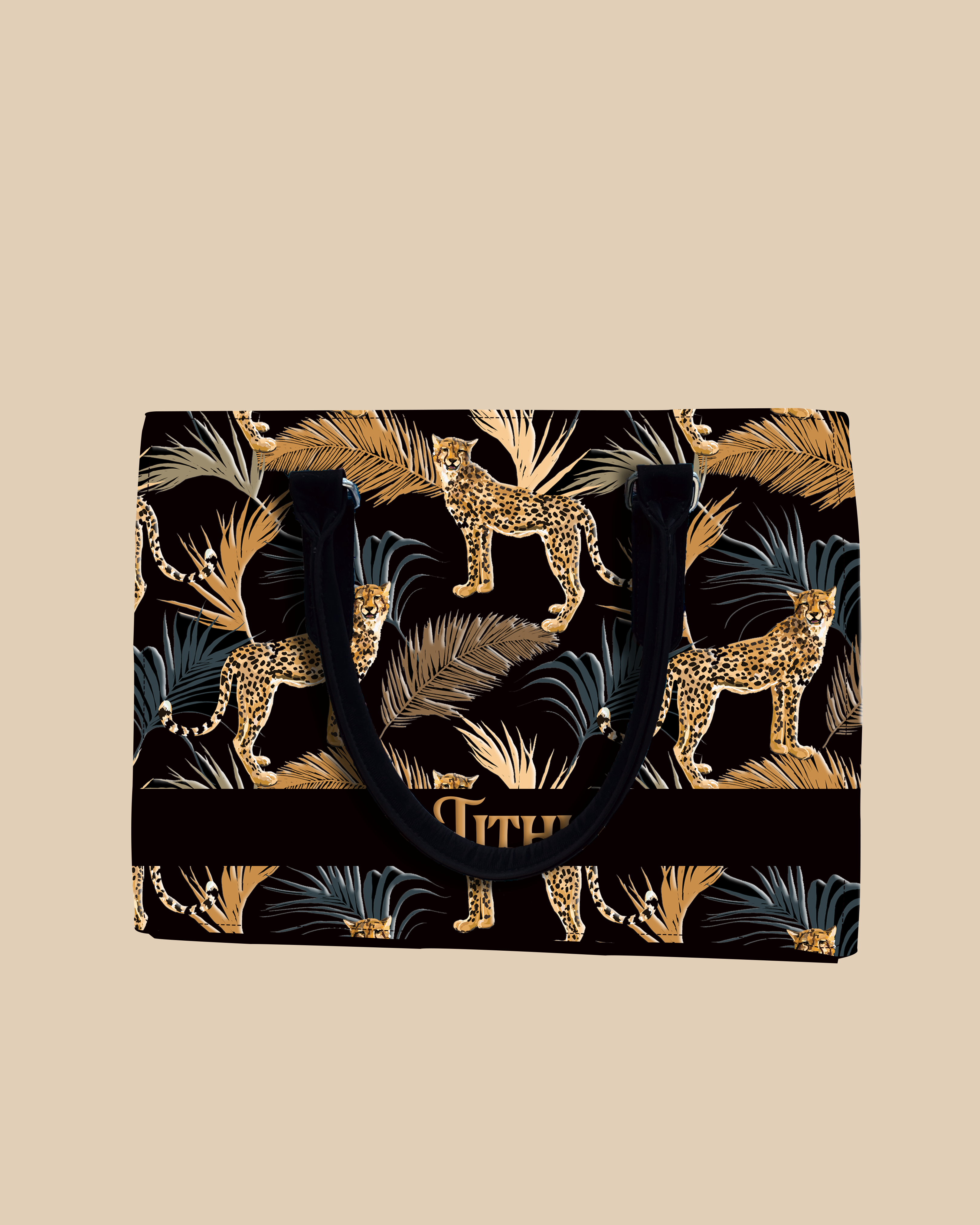 Marine Pattern Background And Leopard Palms Designer Sling Tote