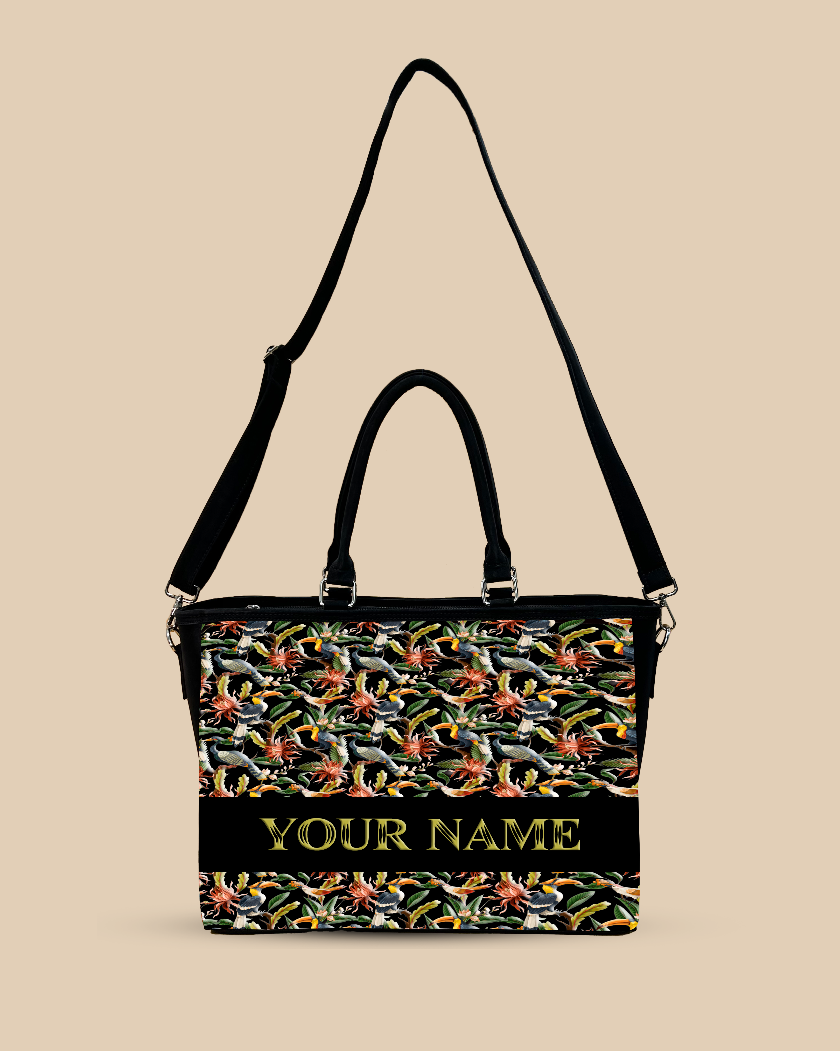 Hornbill, Carens Birds And Tropical Flowers Oversized Tote