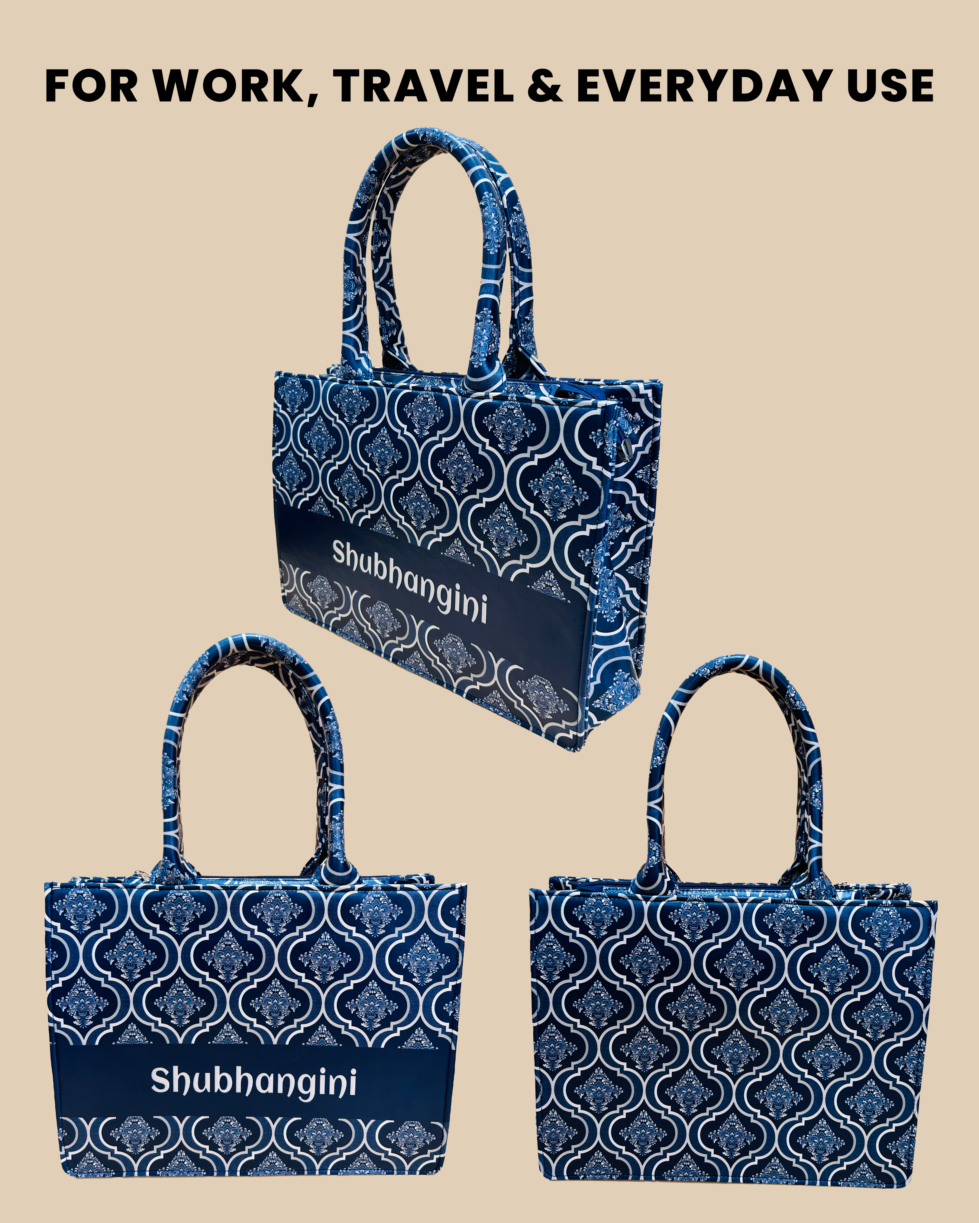Customized Tote Bag Designed With Traditional Flower Brunch Style
