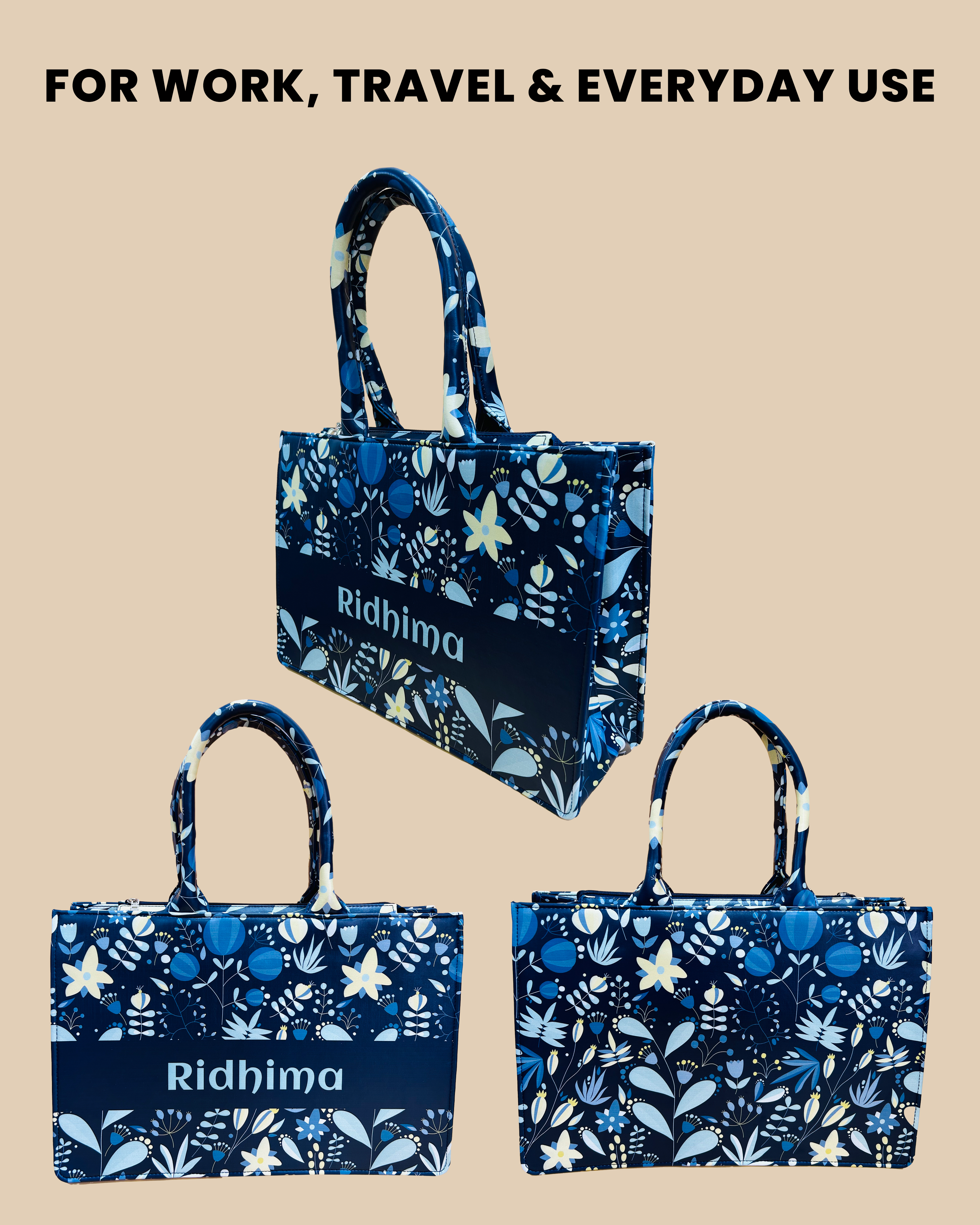 Customized Tote Bag Designed with Summer Flowers, Wild Flowering Plants And Berries