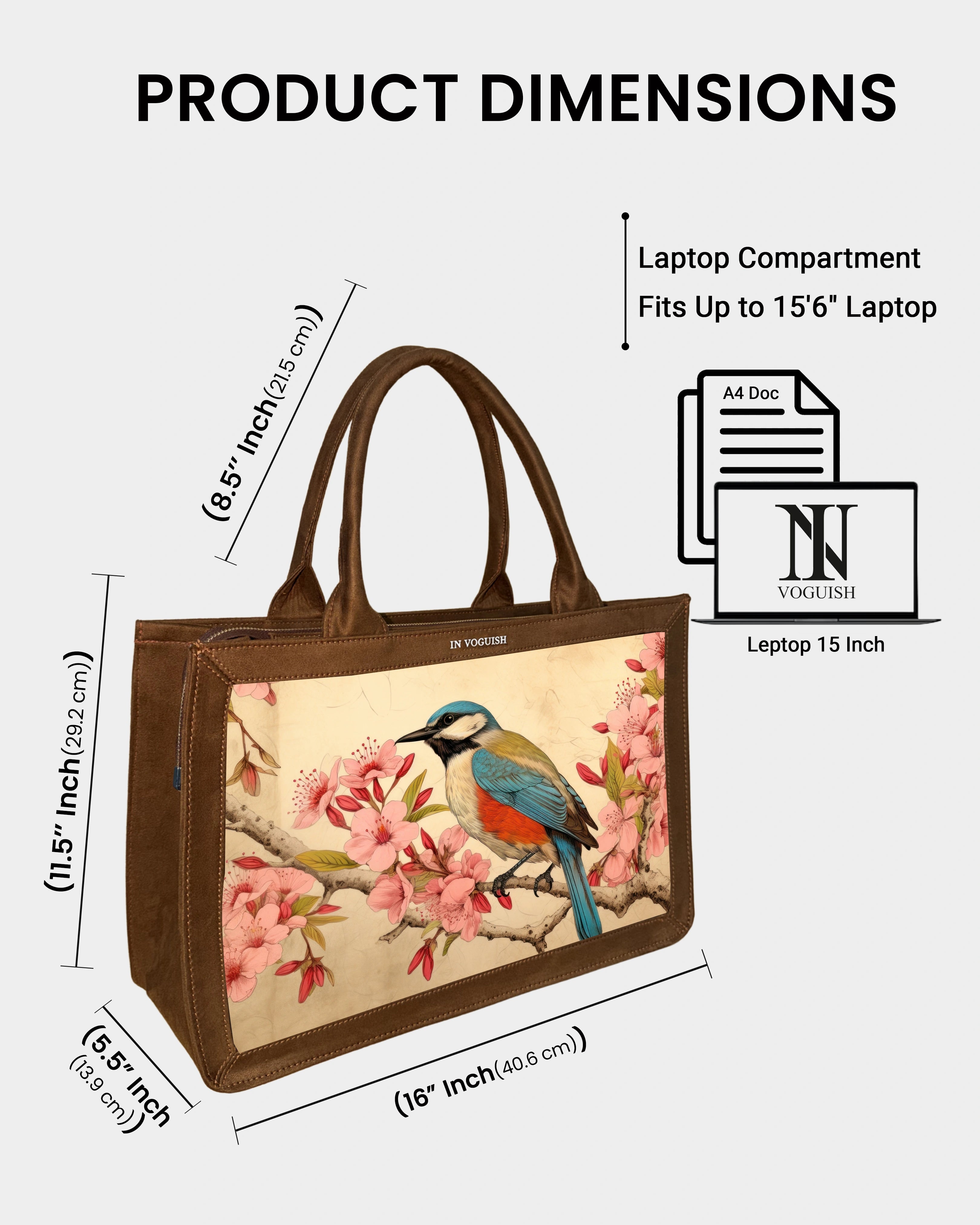 Voguish Blossom Bird Luxe Canvas Tote Bag