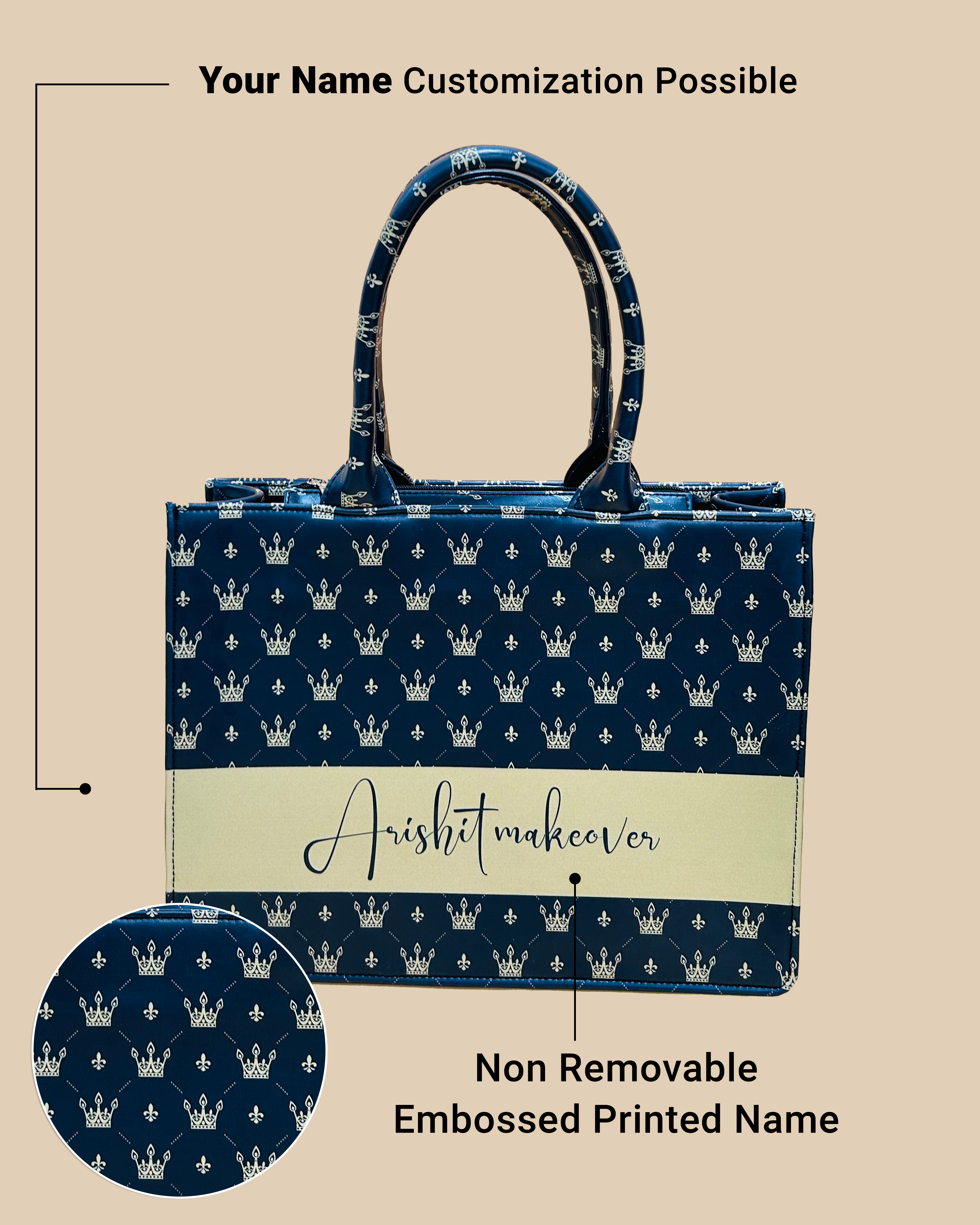 Customized Tote Bag Designed with Baby Prince Crown