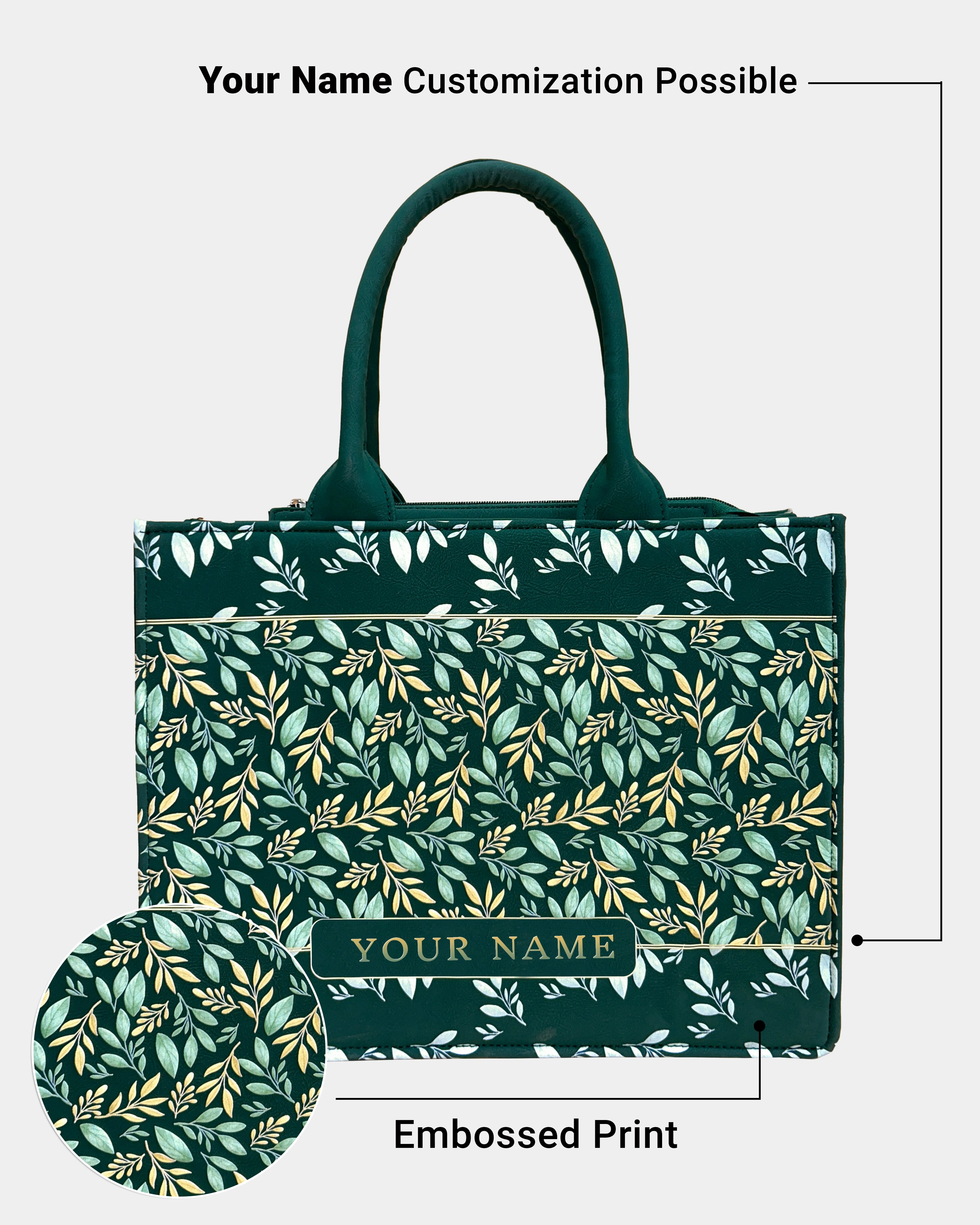 Leaf Lush Designer Embossed Customized Bag