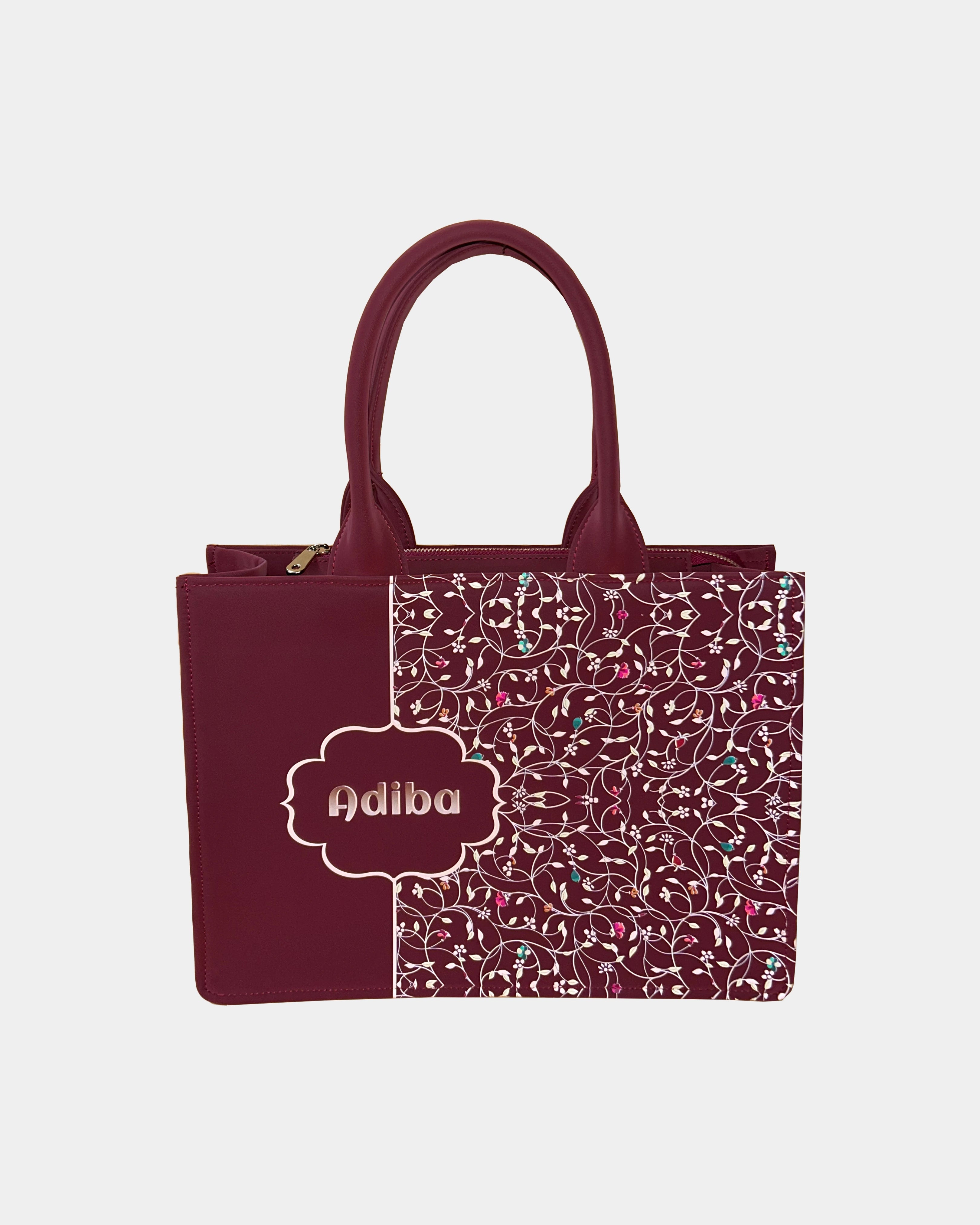 Rose Royale Embossed Customized Tote Bag - Wine