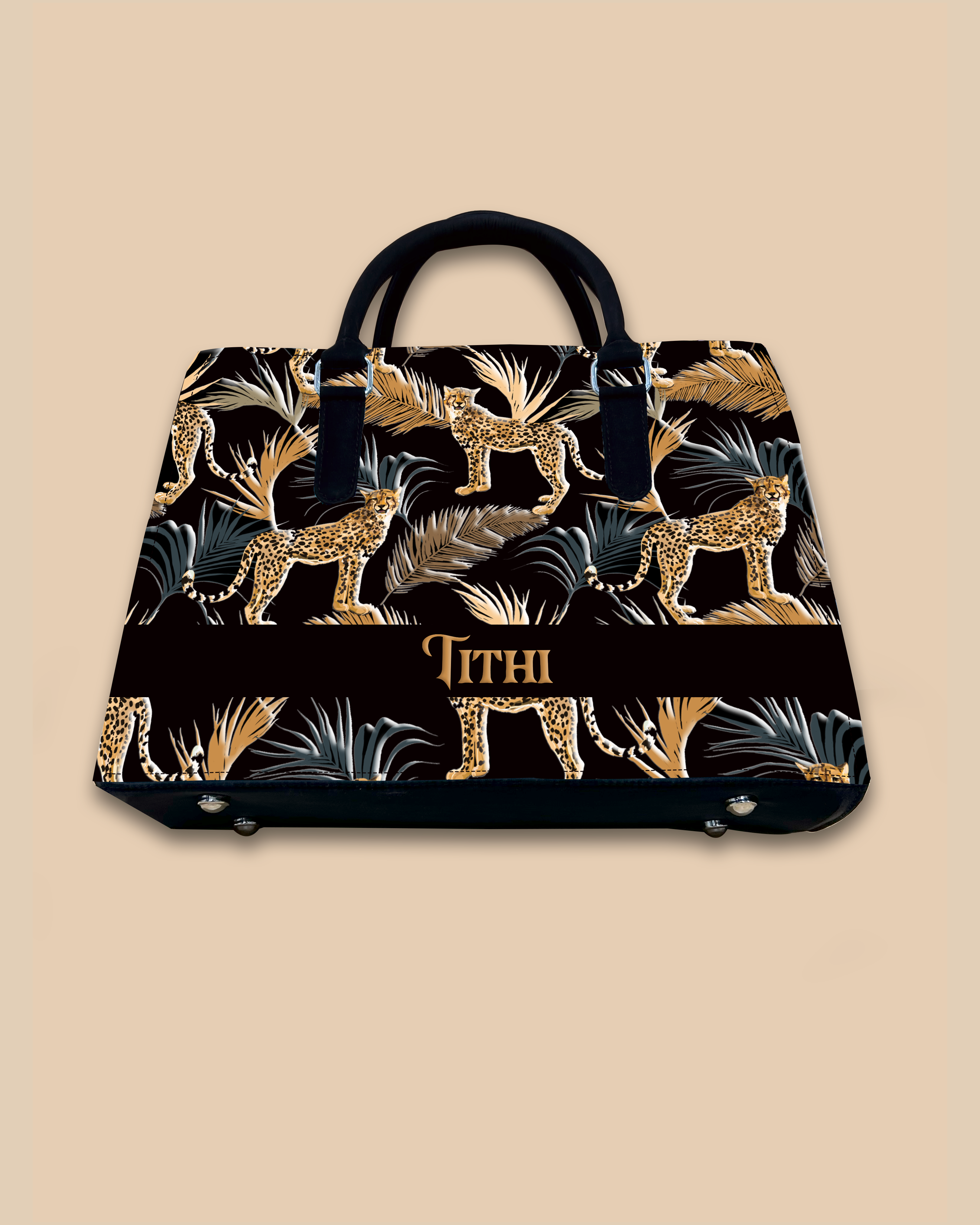 Marine Pattern Background And Leopard Palms Designer Sling Tote
