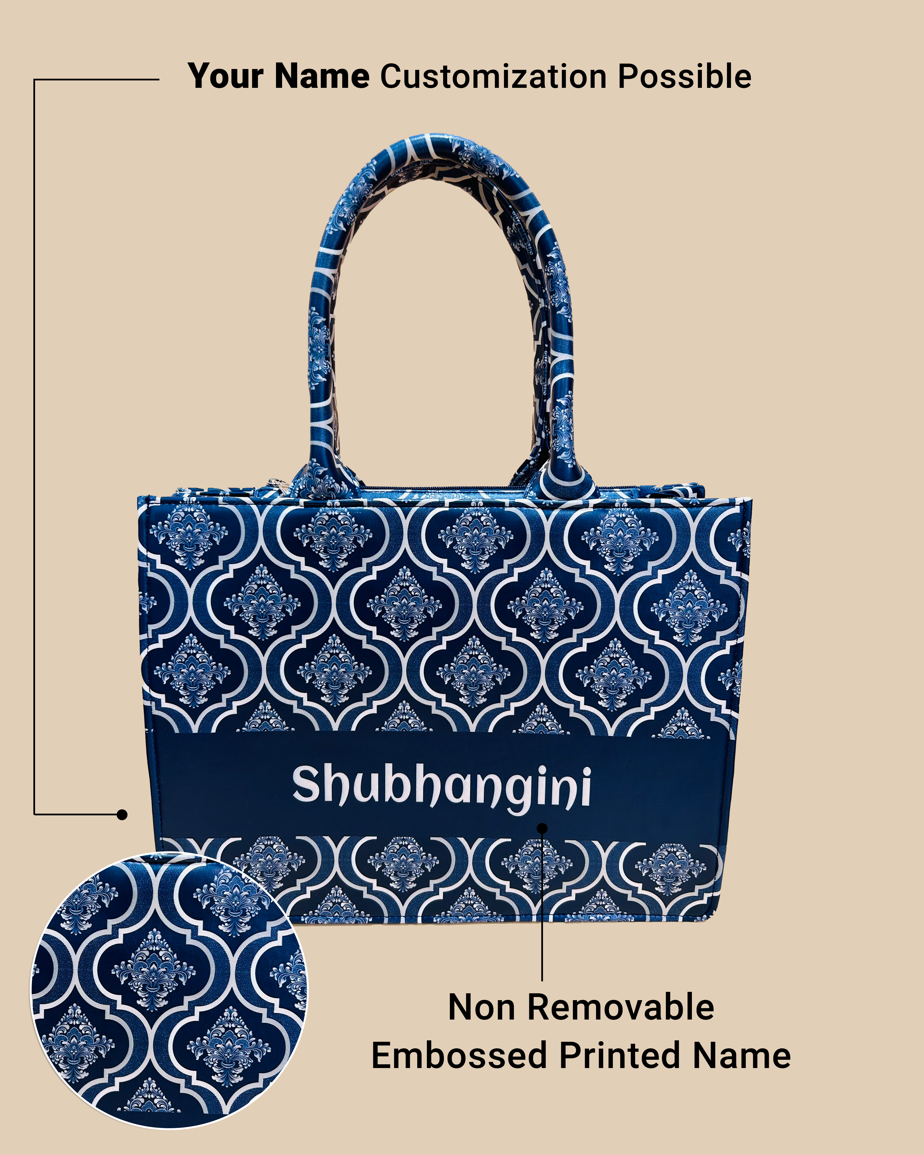 Customized Tote Bag Designed With Traditional Flower Brunch Style