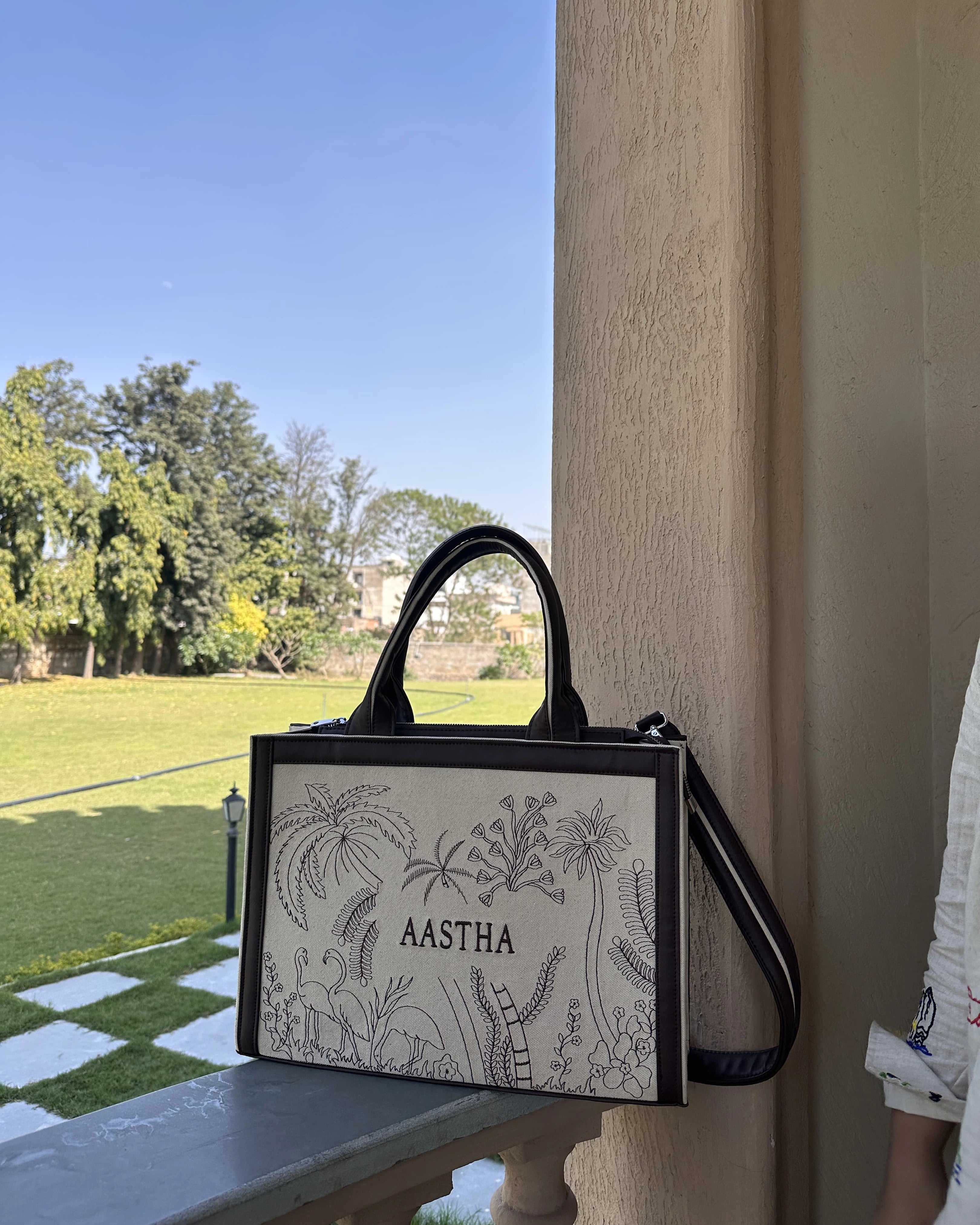 Eco-Chic Tropical Embroidered Tote