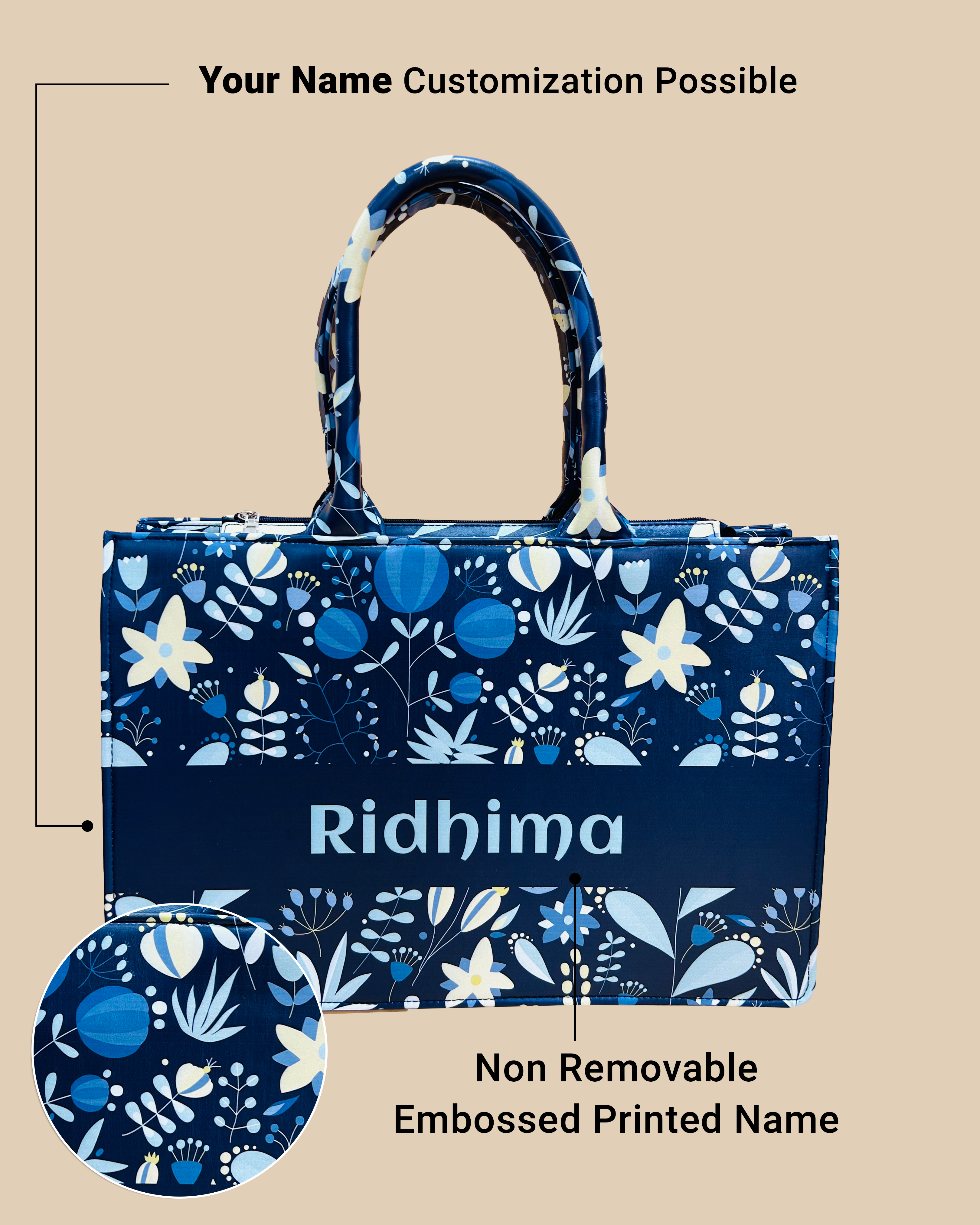 Customized Tote Bag Designed with Summer Flowers, Wild Flowering Plants And Berries