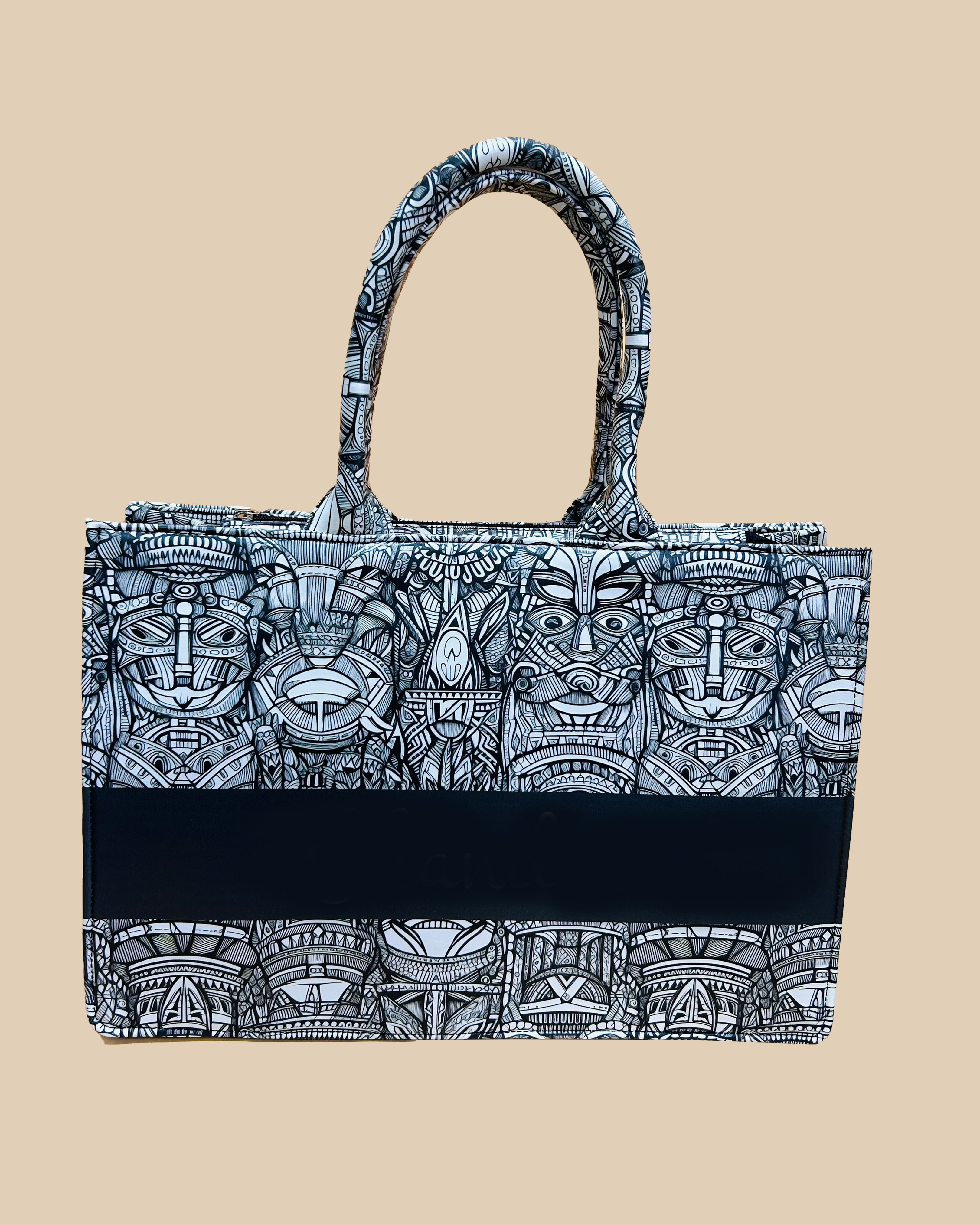 Customized Tote Bag Designed with African Ethnic Tribal Mask