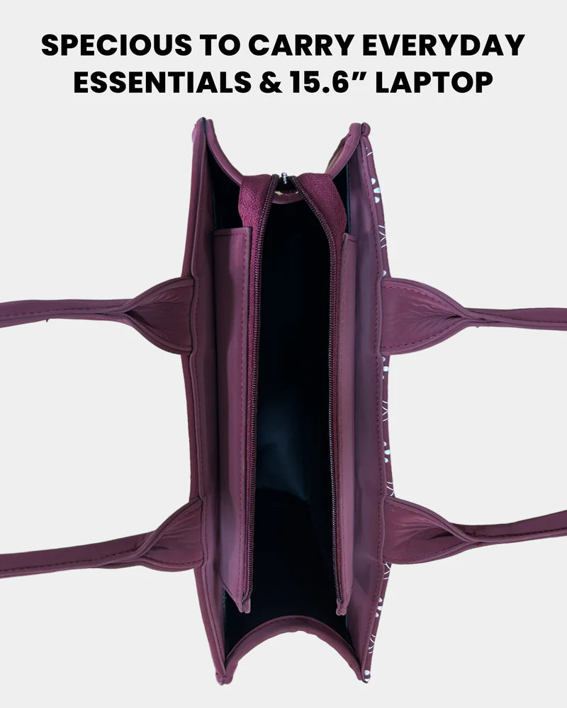 Rose Royale Embossed Customized Tote Bag - Wine