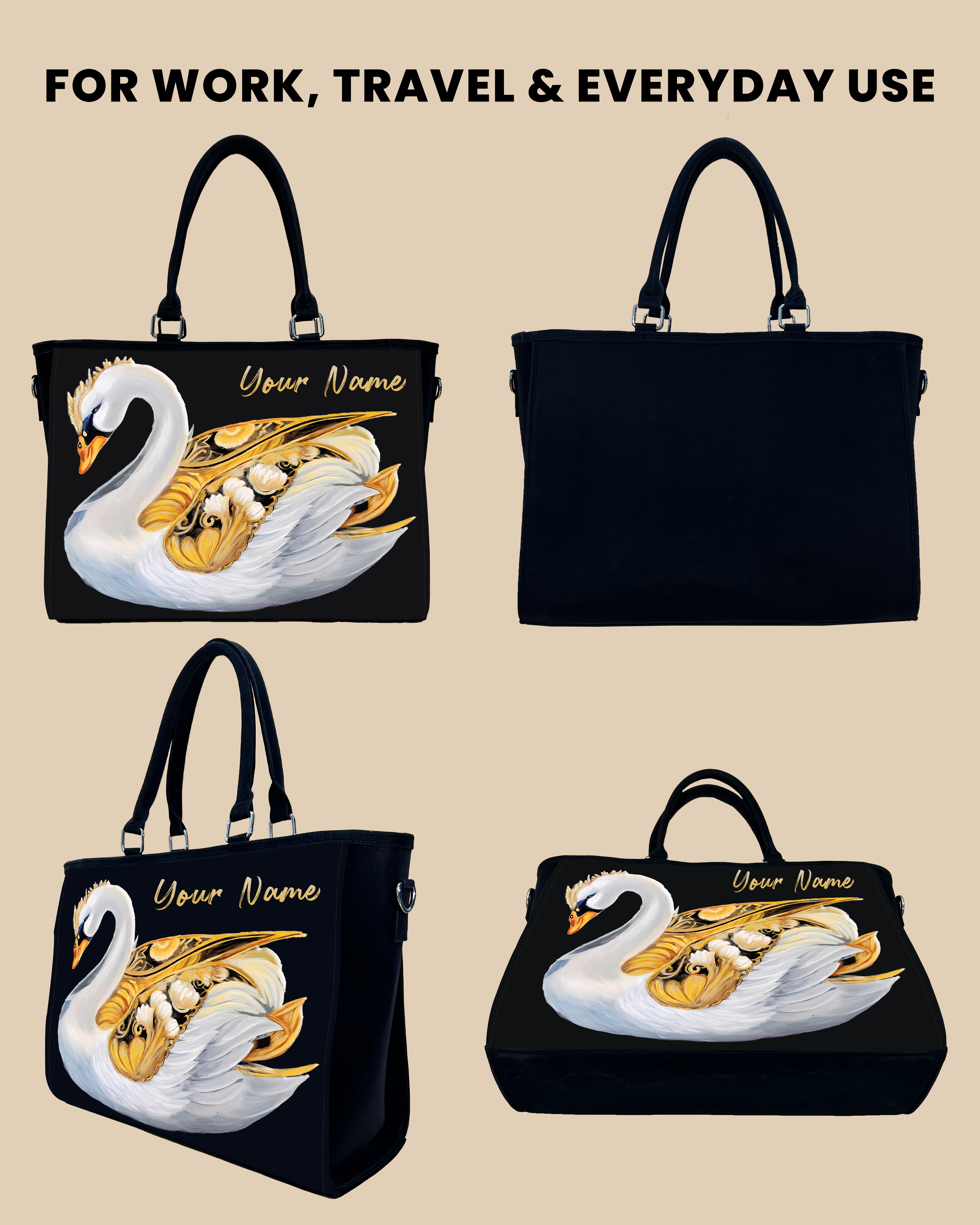 Swans Birds Pattern Oversized Tote