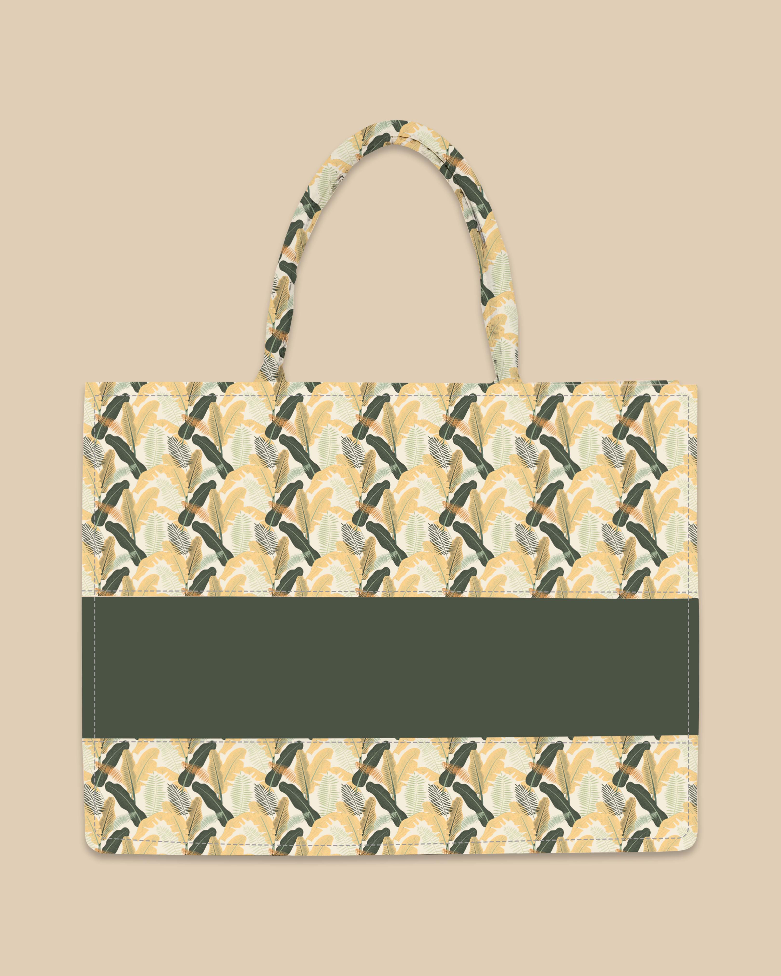 Customized Tote Bag Designed With Palm And Banana Leaves