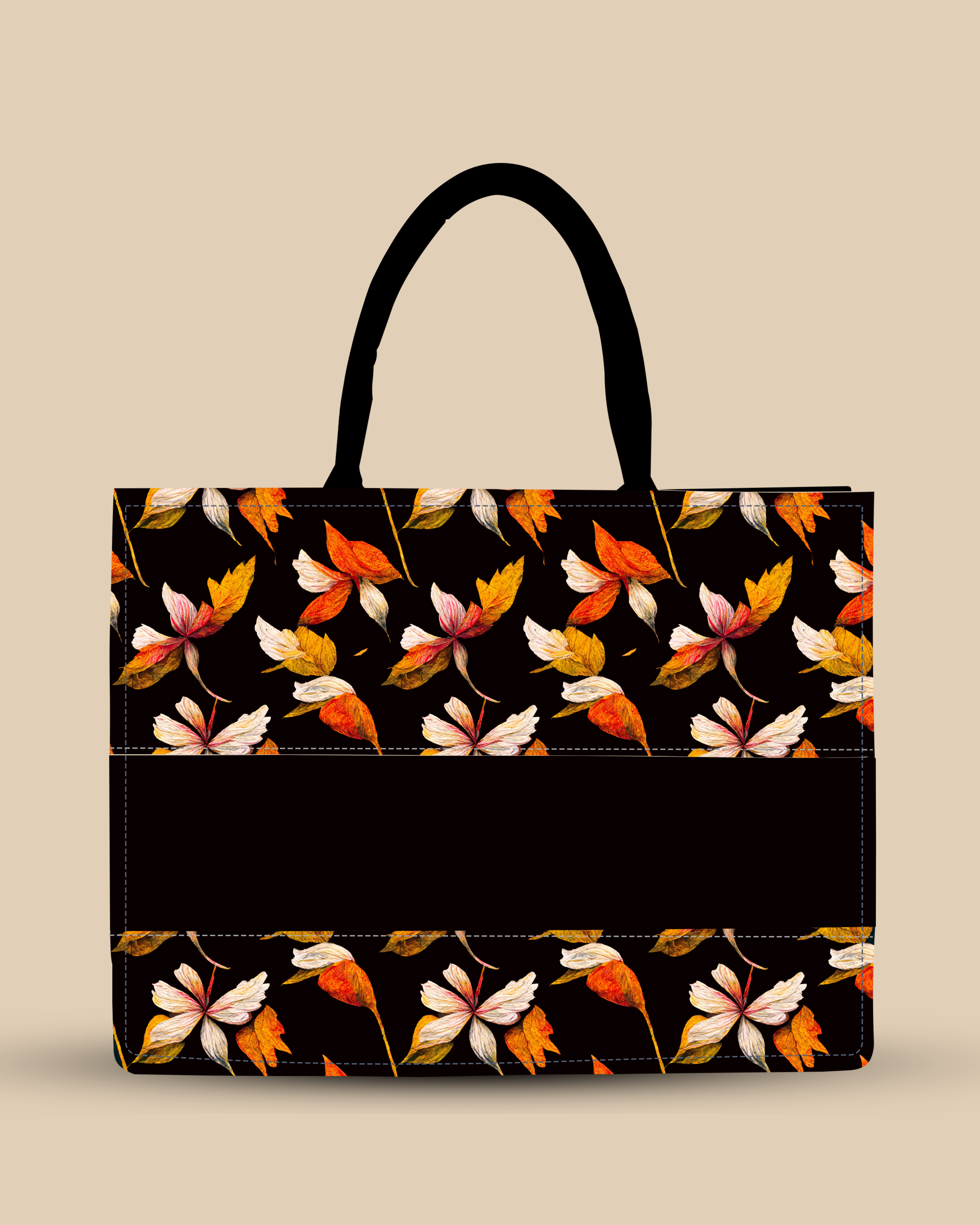 Customized Tote Bag Designed with Watercolor Autumn Leaves Pattern