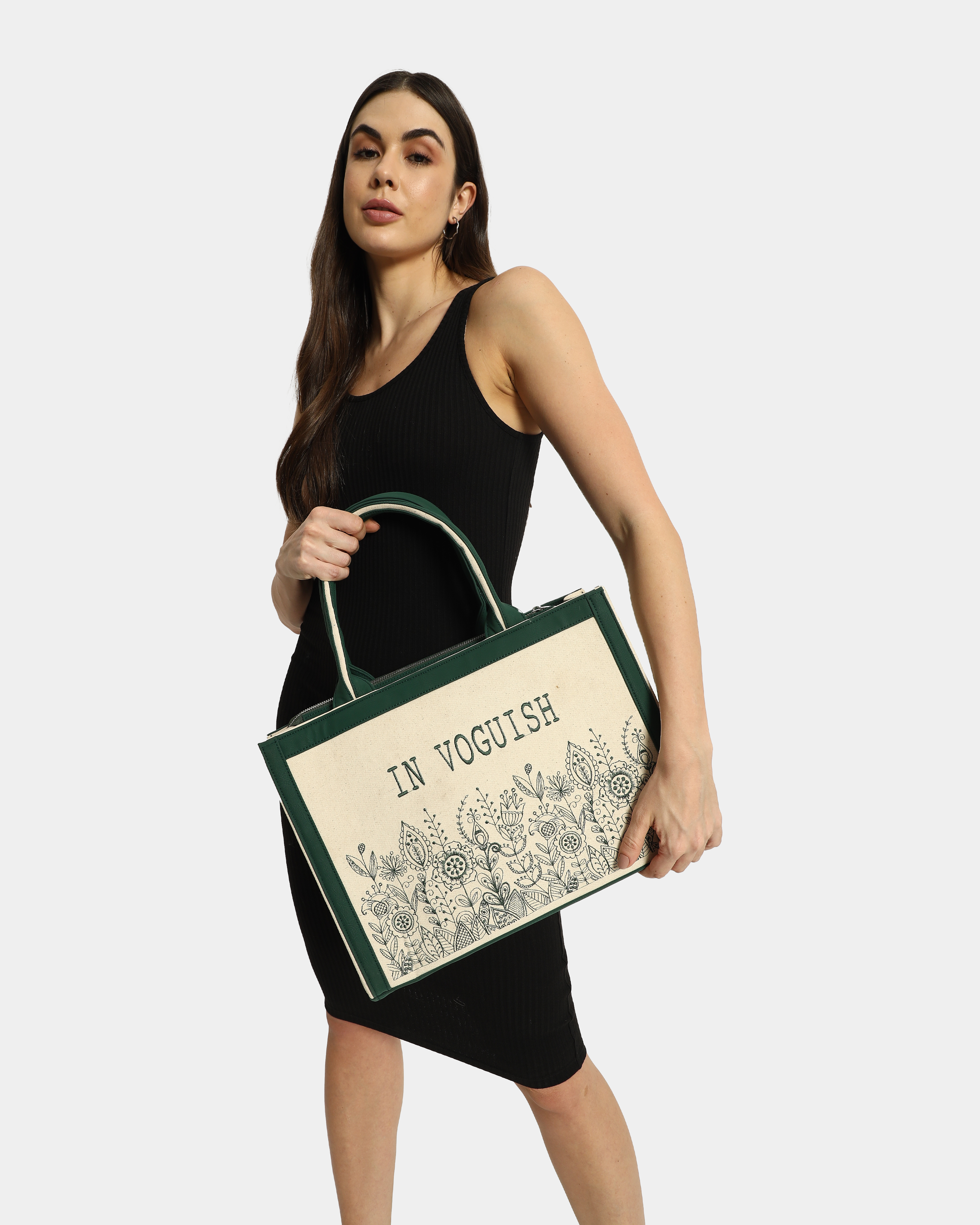 Customized Canvas Denim Embroidered Voguish Tote Bag