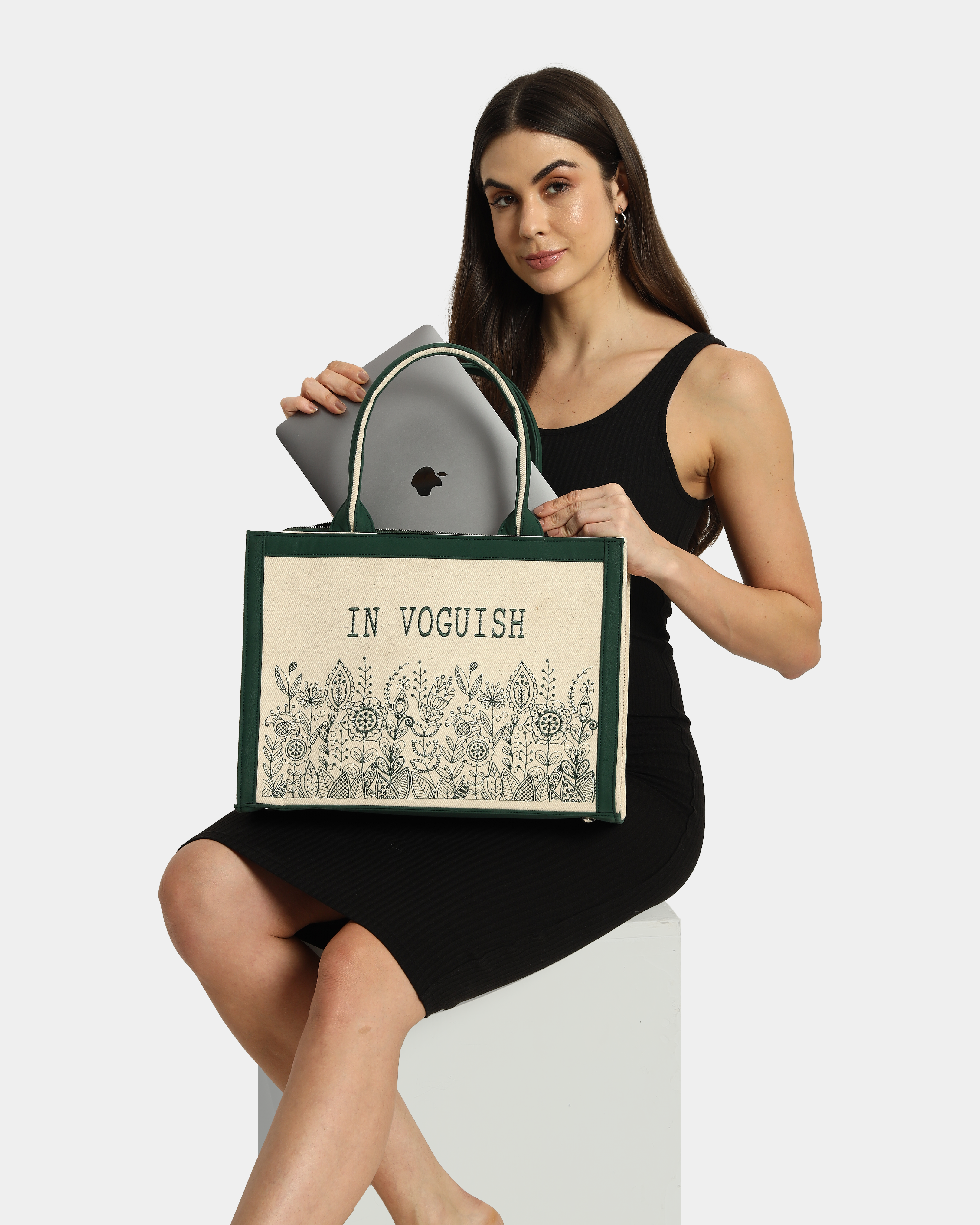 Customized Canvas Denim Embroidered Voguish Tote Bag