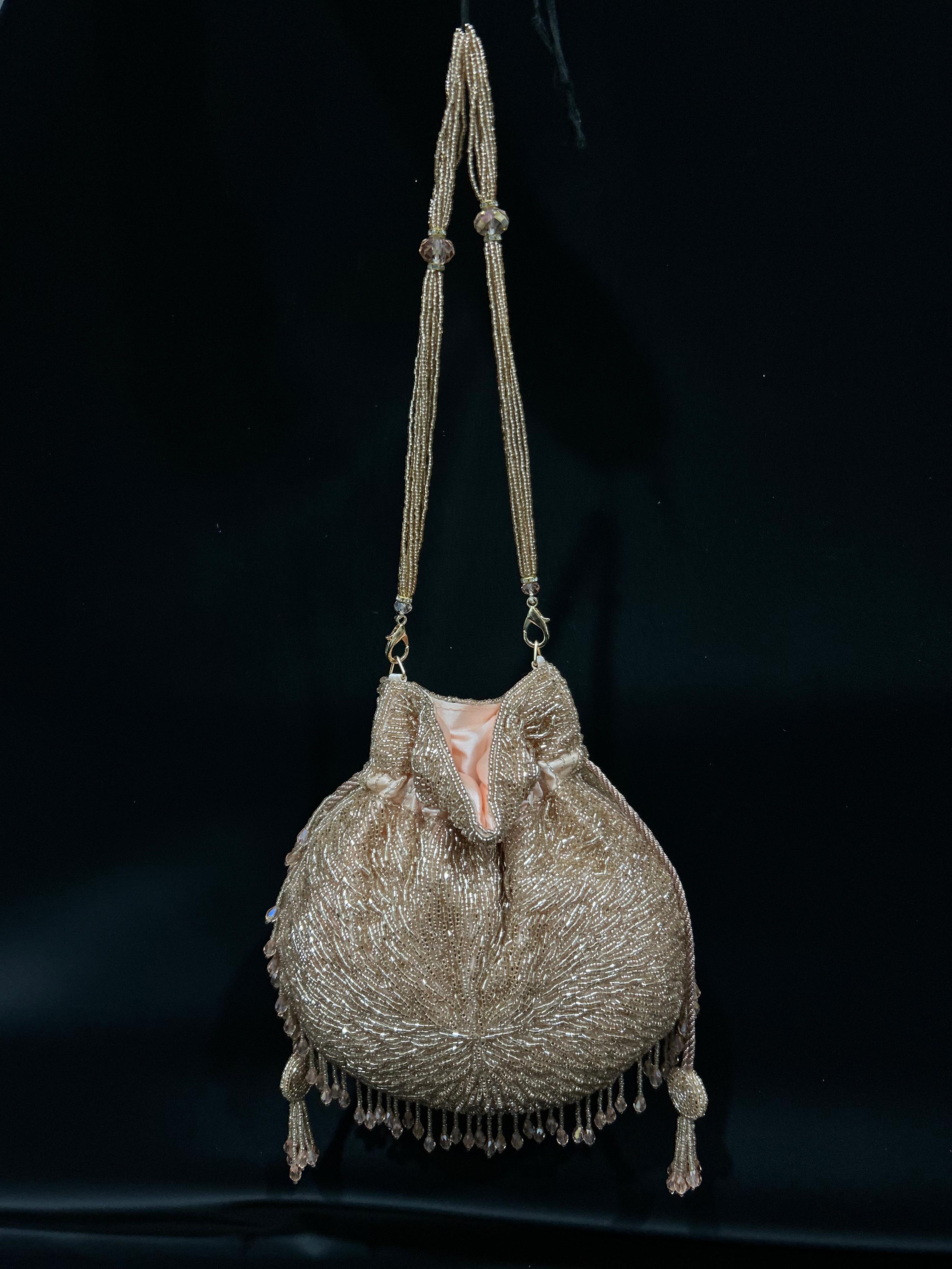 Rose Golden Glimmer Beaded Potli