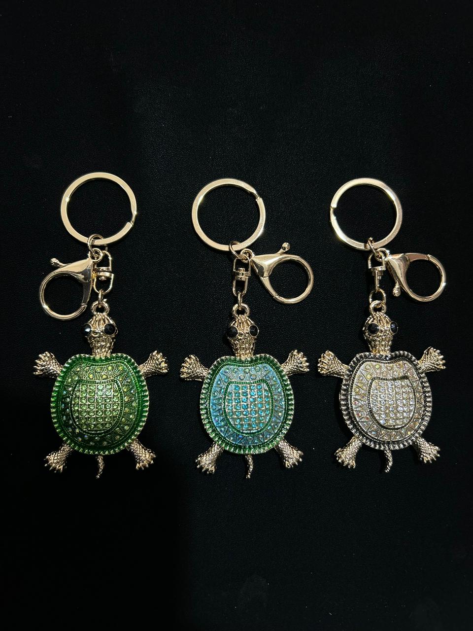 Sparkling Crystal Turtle Charm Keychain