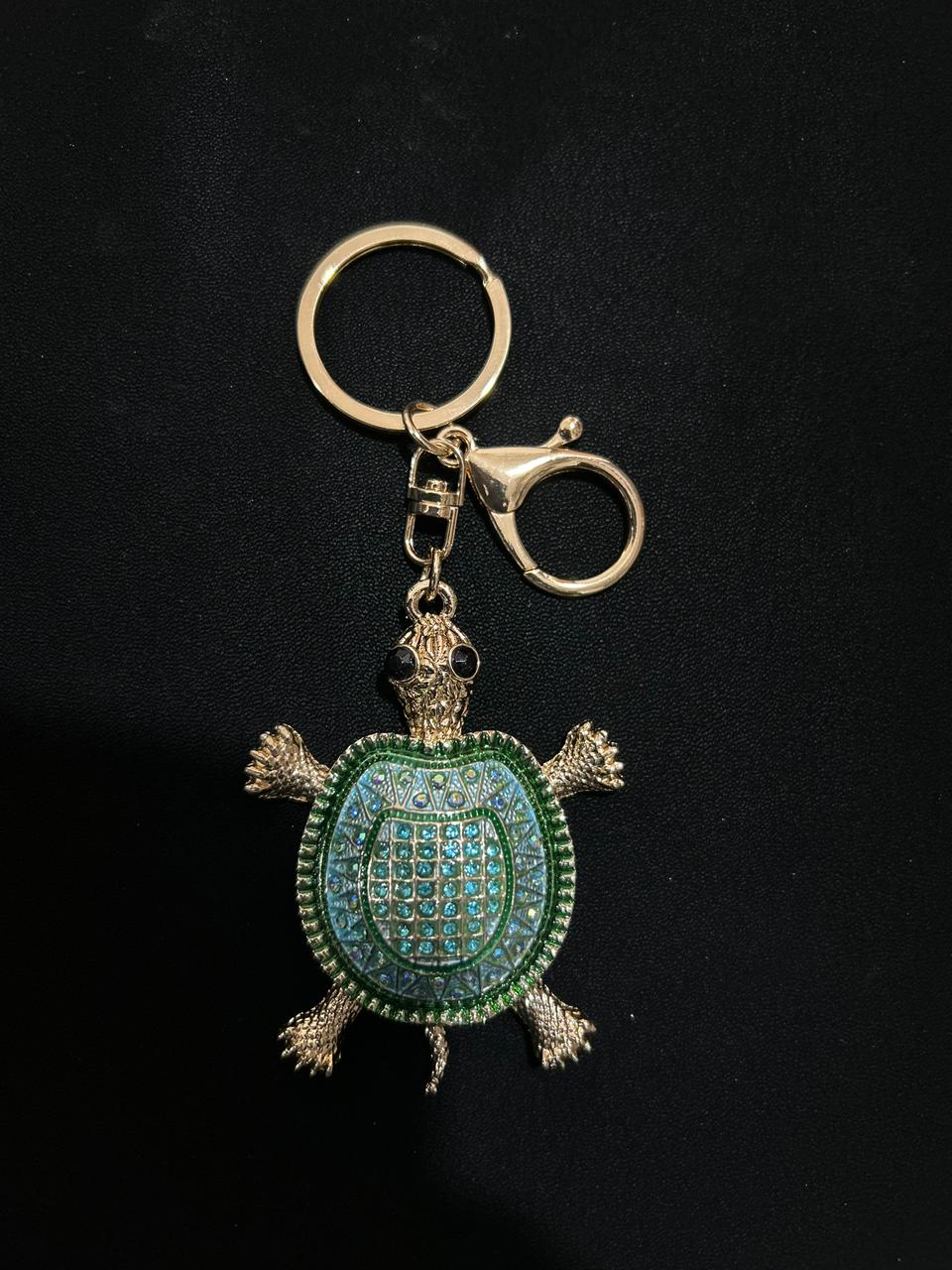 Sparkling Crystal Turtle Charm Keychain