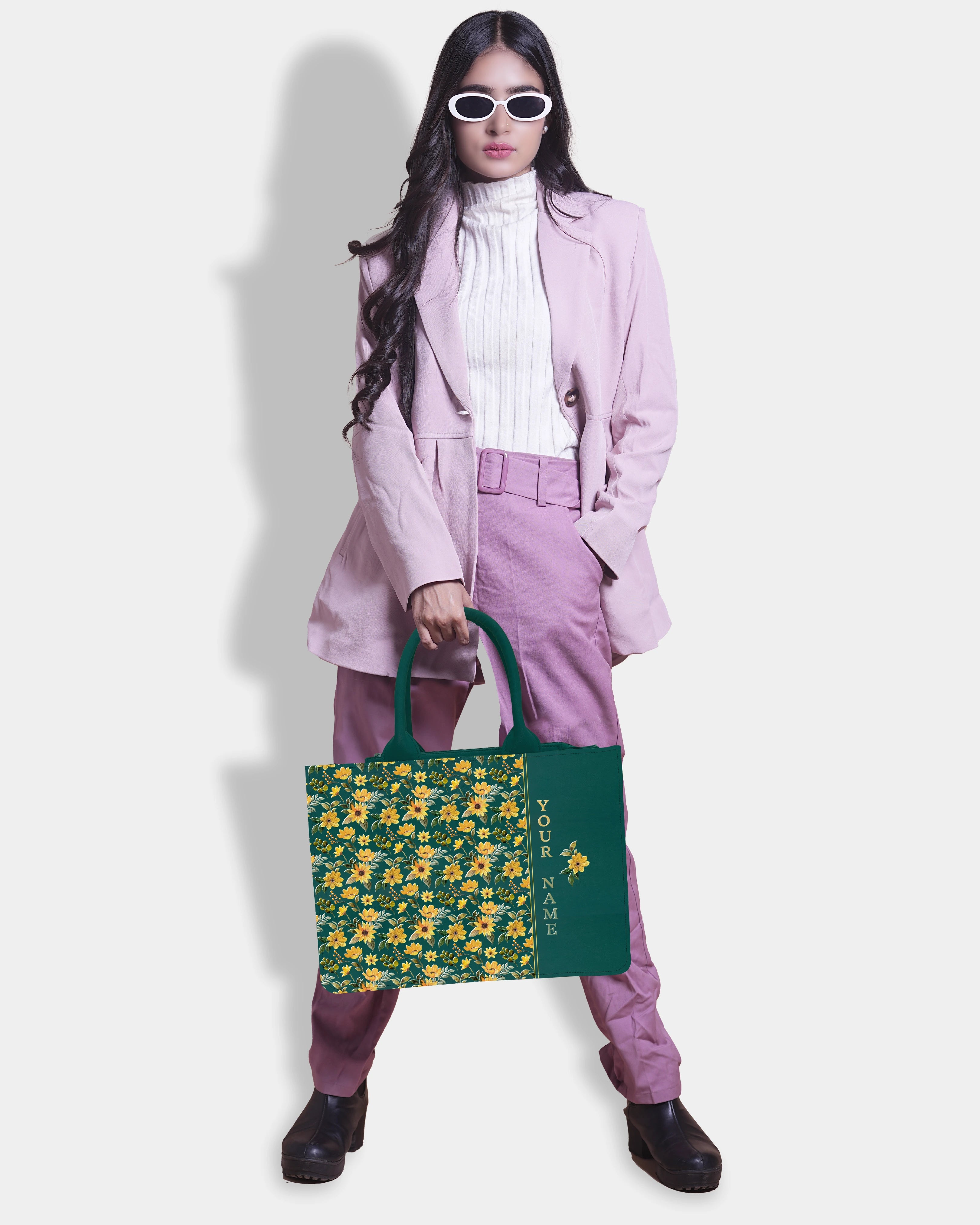 Marigold Sunburst Designer Embossed Customized Bag