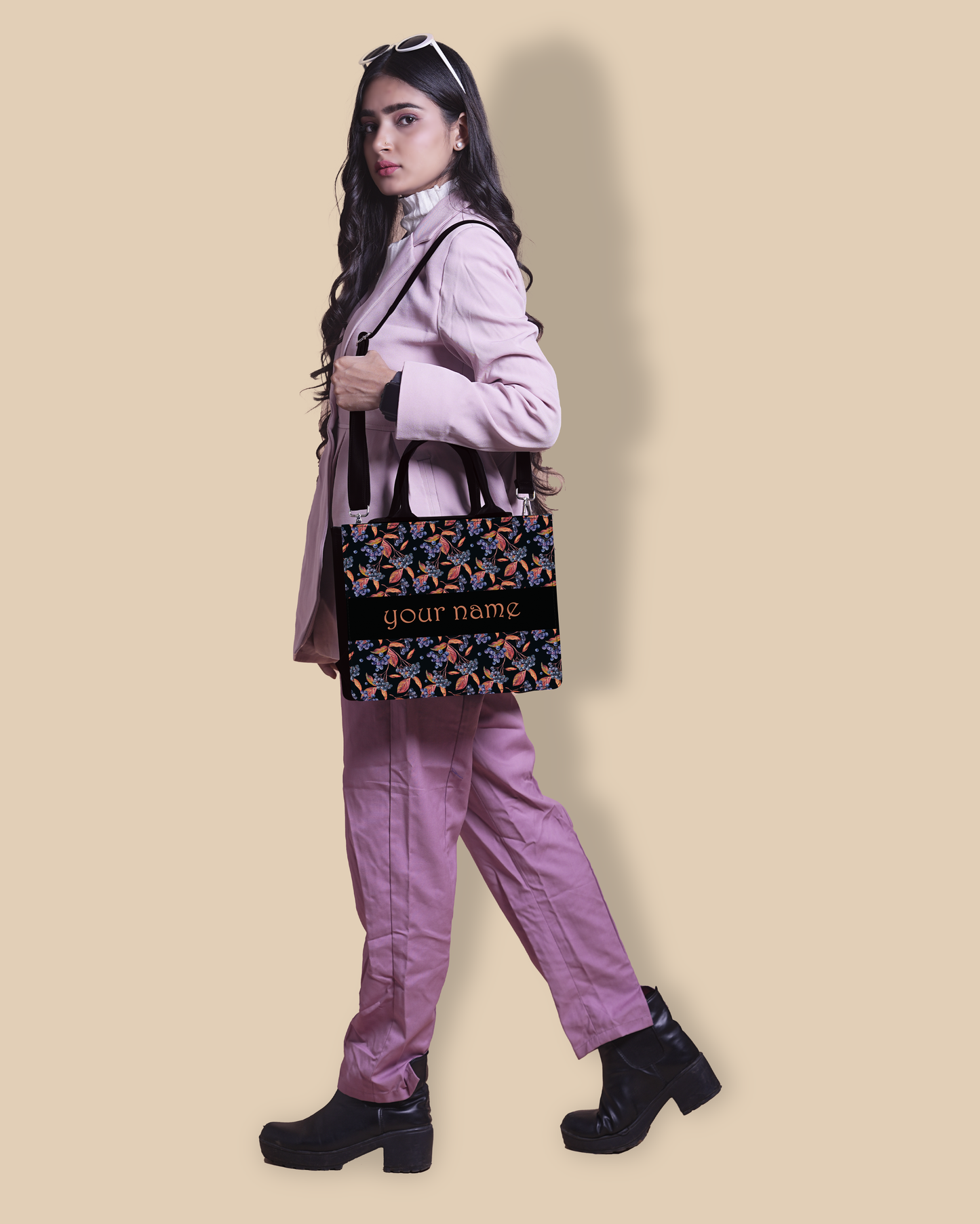 Personalized Small Tote Bag Designed with Grapes And Leaf Pattern