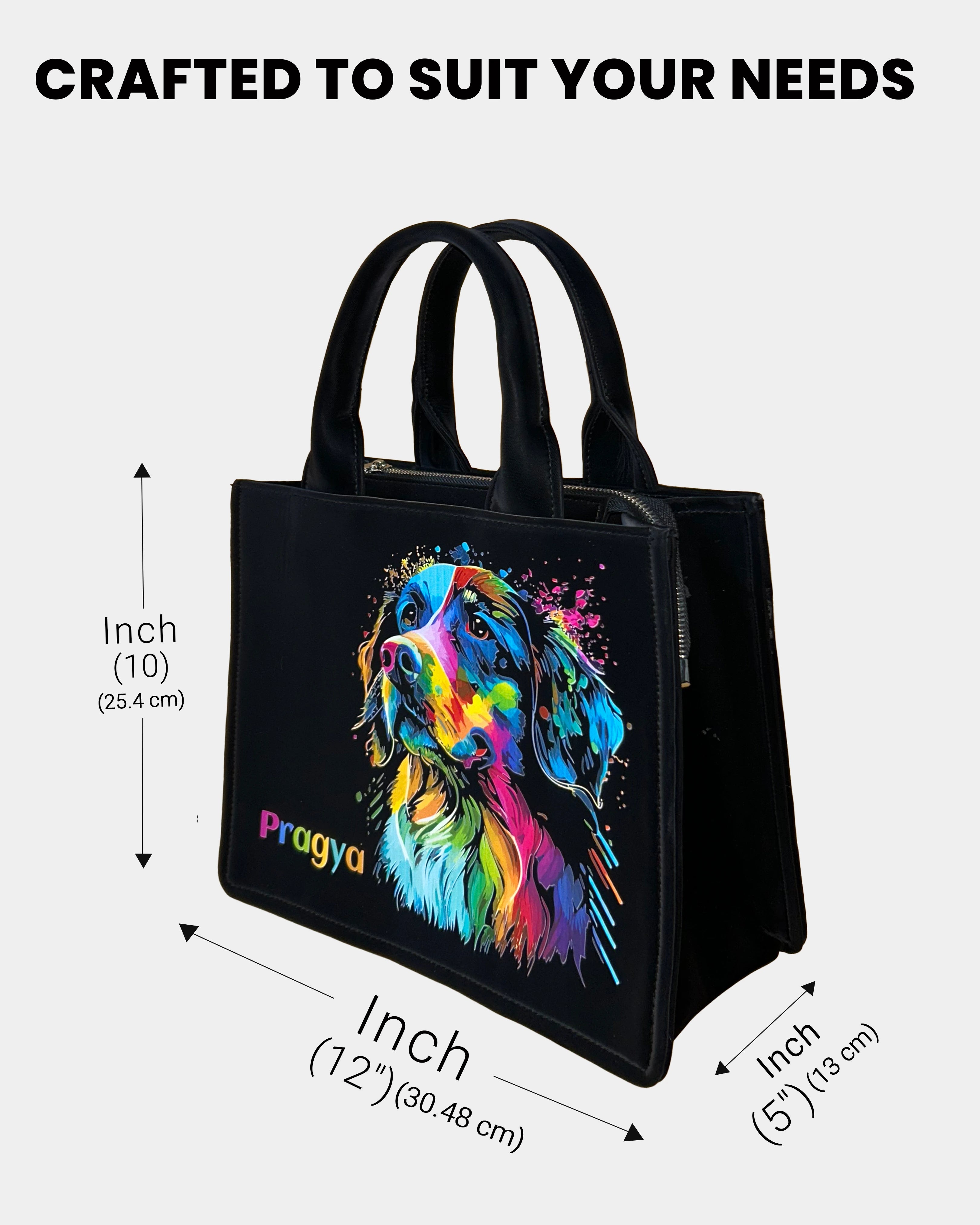 Customized Small Tote Bag Designed With Colourful Dog
