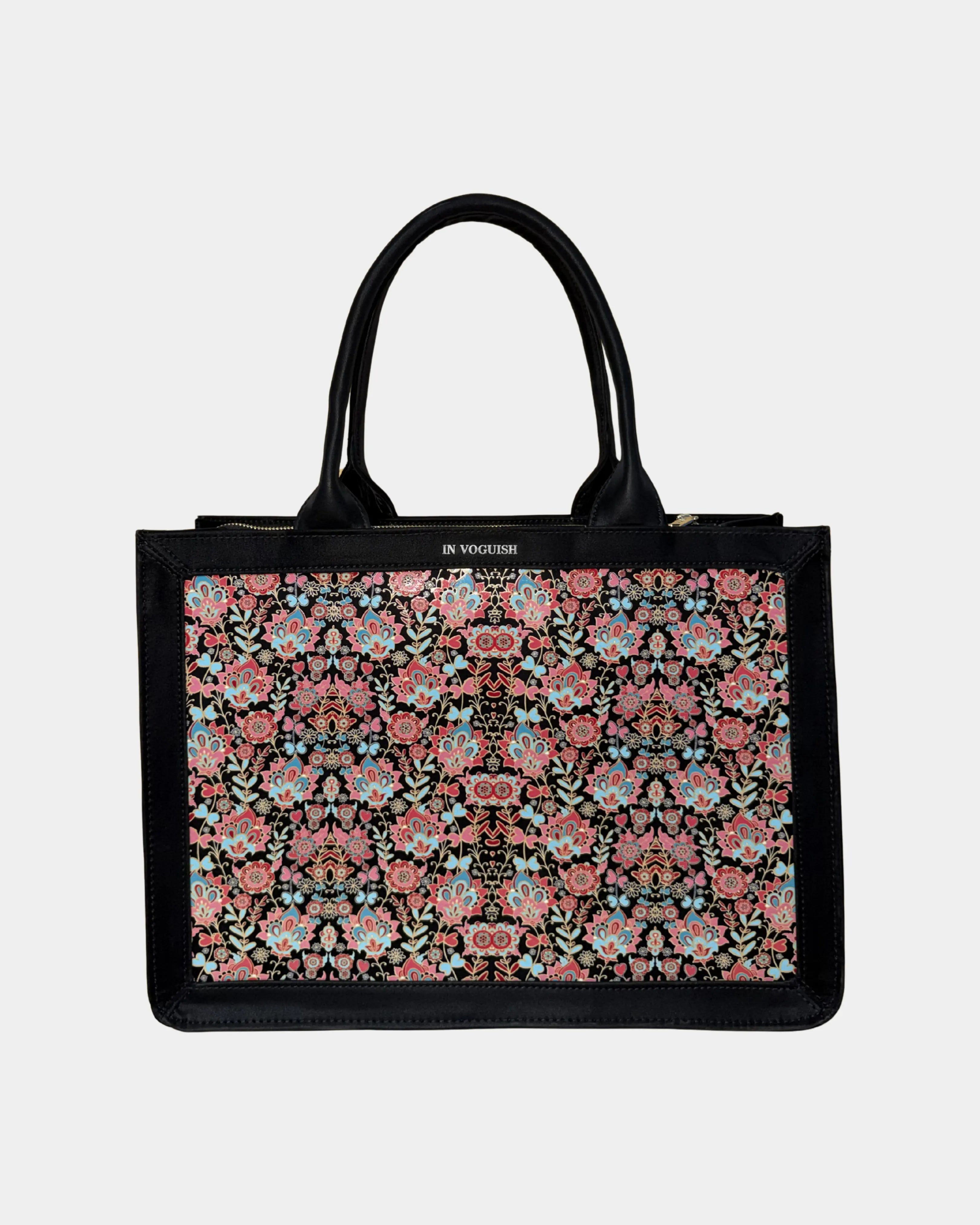 Voguish Floral Luxe 3D Embossed Tote Bag – Premium Italian Vegan Leather