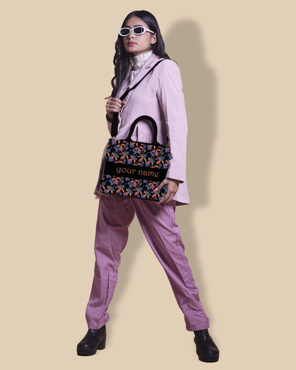 Personalized Small Tote Bag Designed with Grapes And Leaf Pattern