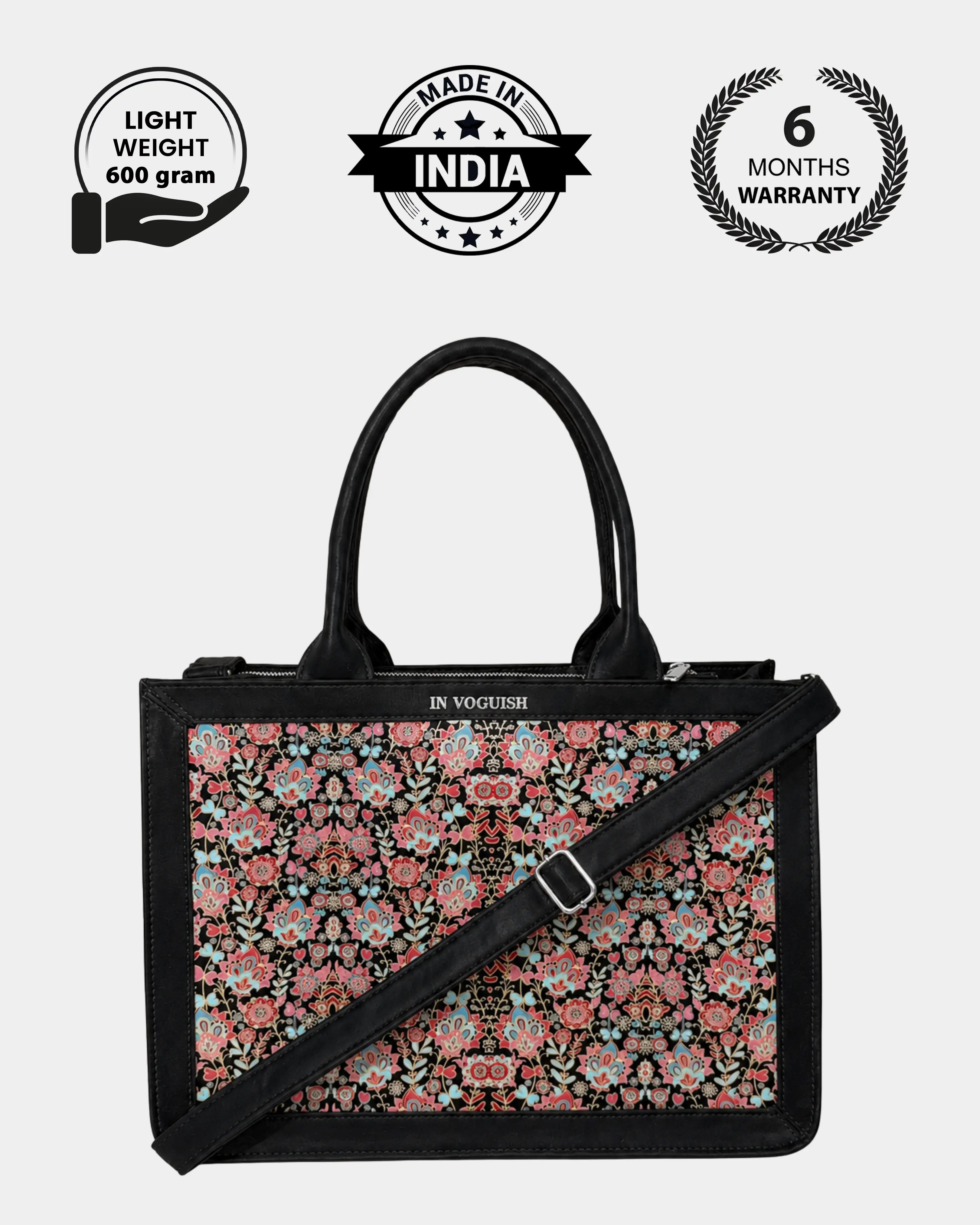 Voguish Floral Luxe 3D Embossed Tote Bag – Premium Italian Vegan Leather