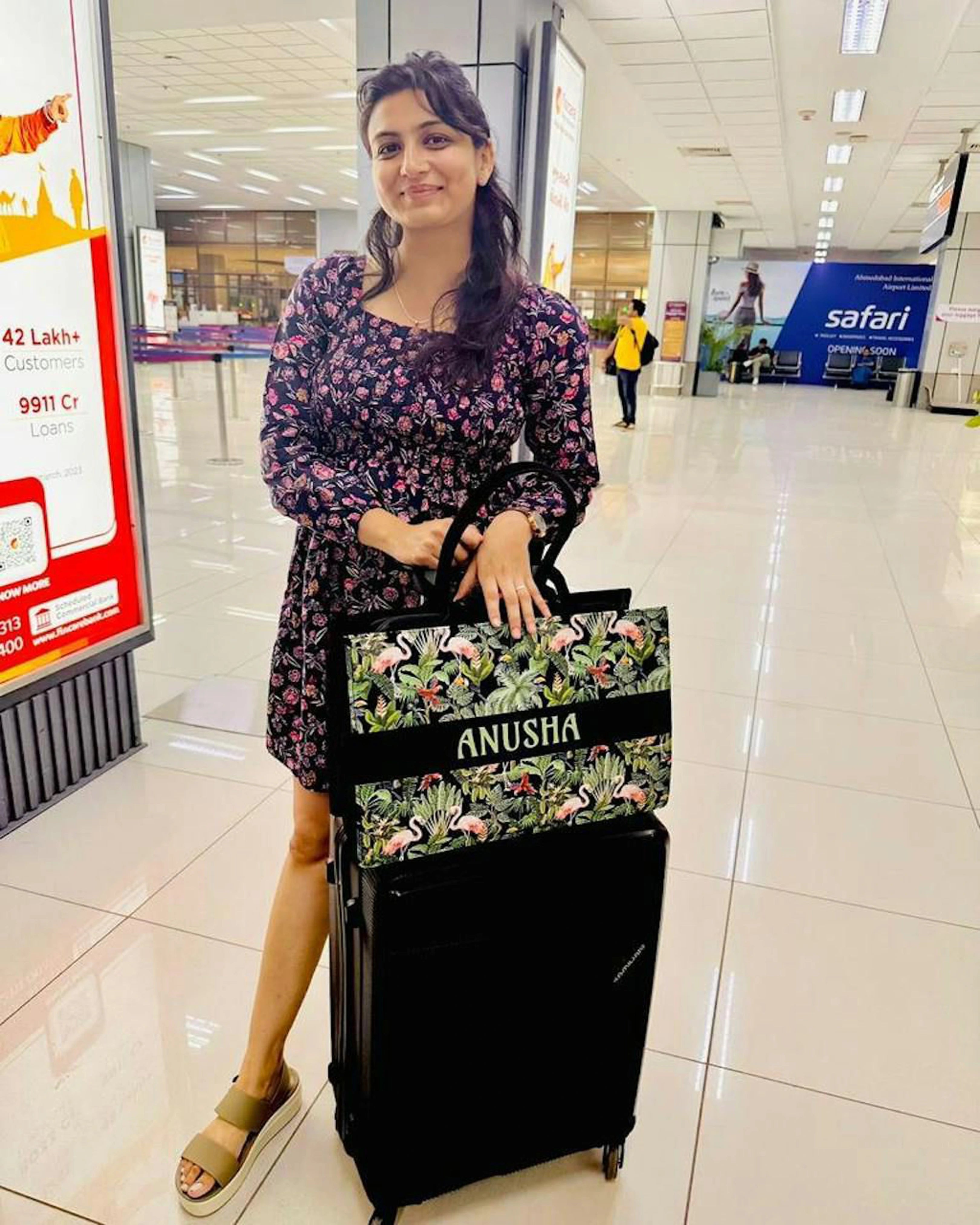 Customized Tote Bag Designed with Flamingo And Colourfull Parrot